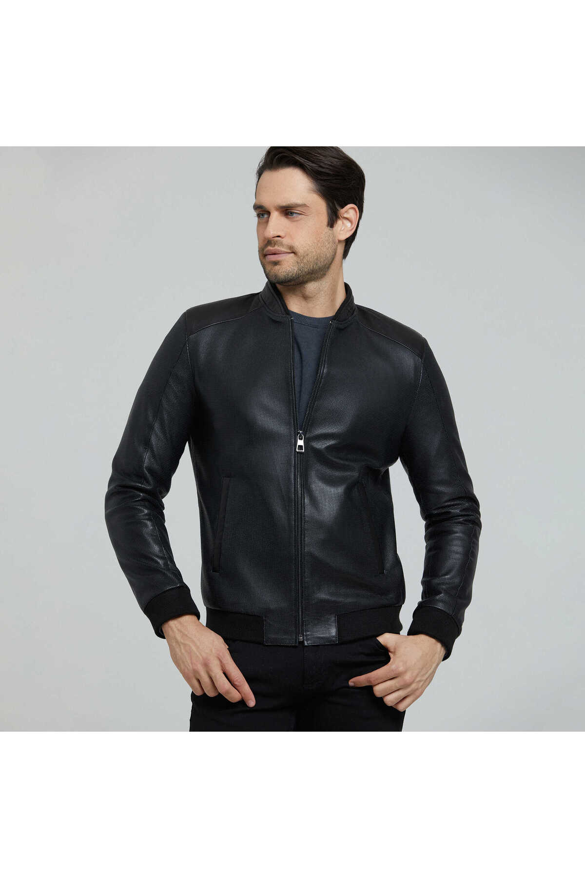 Tergan  Siyah Hakiki Deri Erkek Deri Mont - E25KDM310609-Q7O - Görsel 4