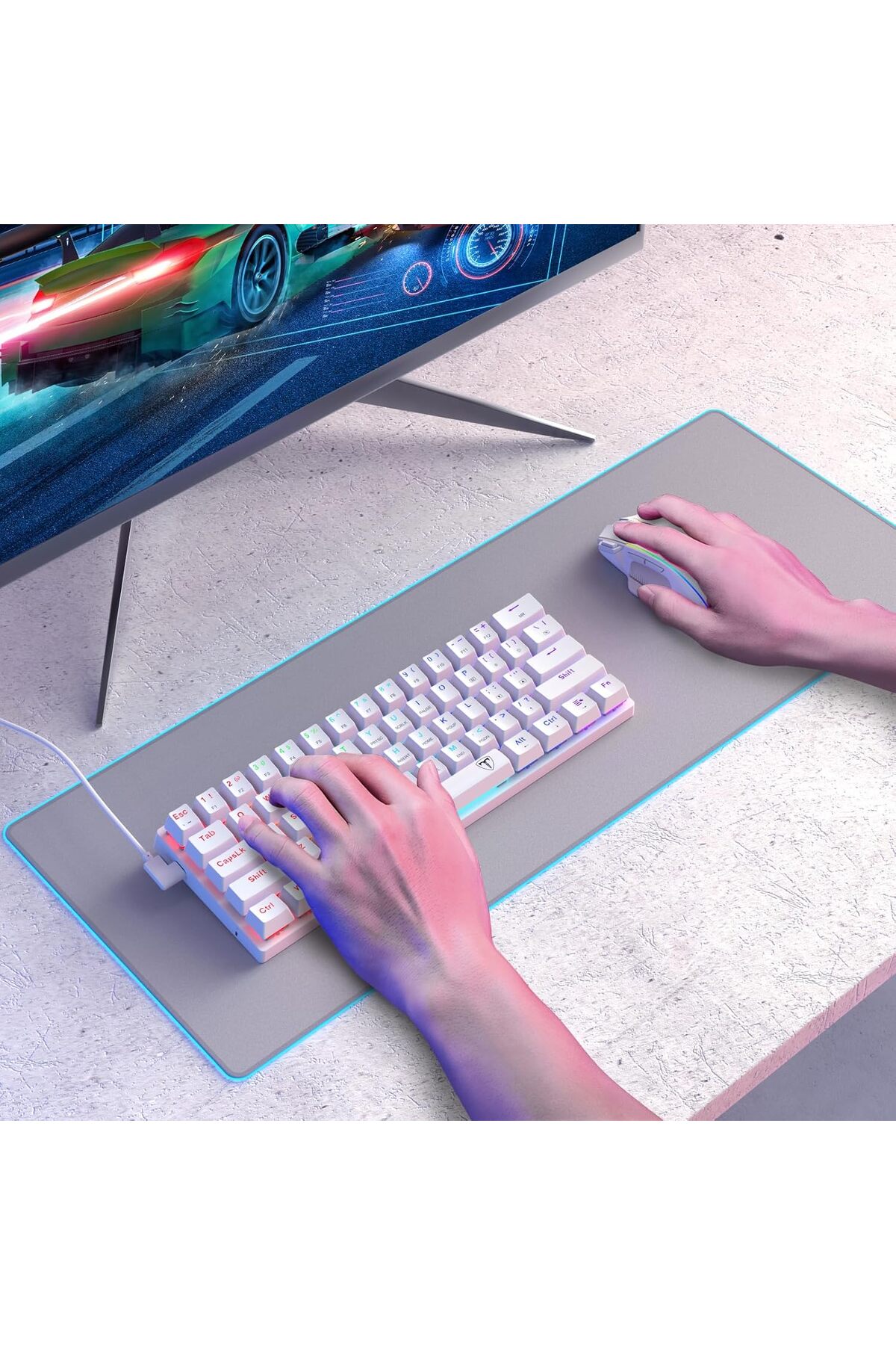 لوحة مفاتيح ألعاب سلكية مزودة بـ 61 مفتاحًا وإضاءة...