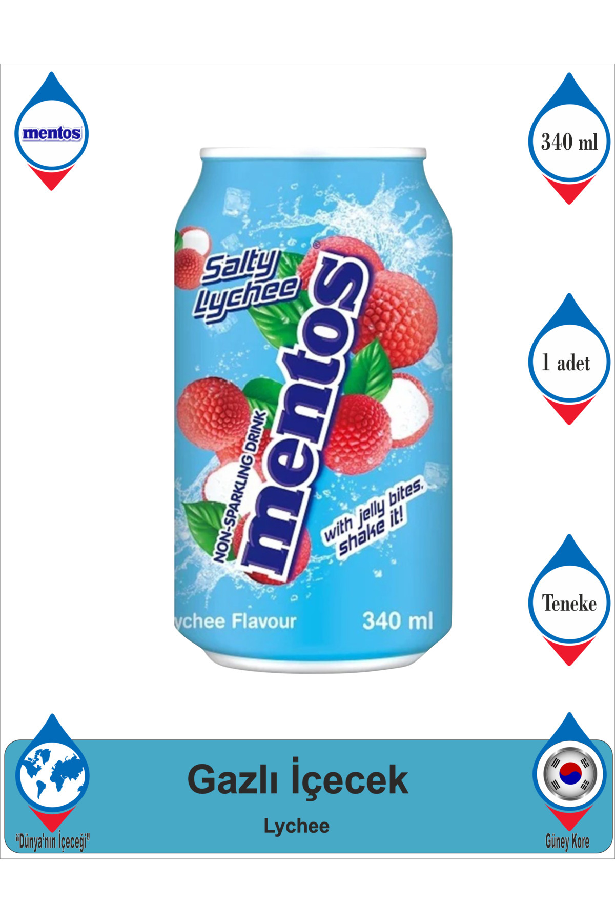 Mentos Salty Lychee Drink Jöle Parçacıklı 340 ml