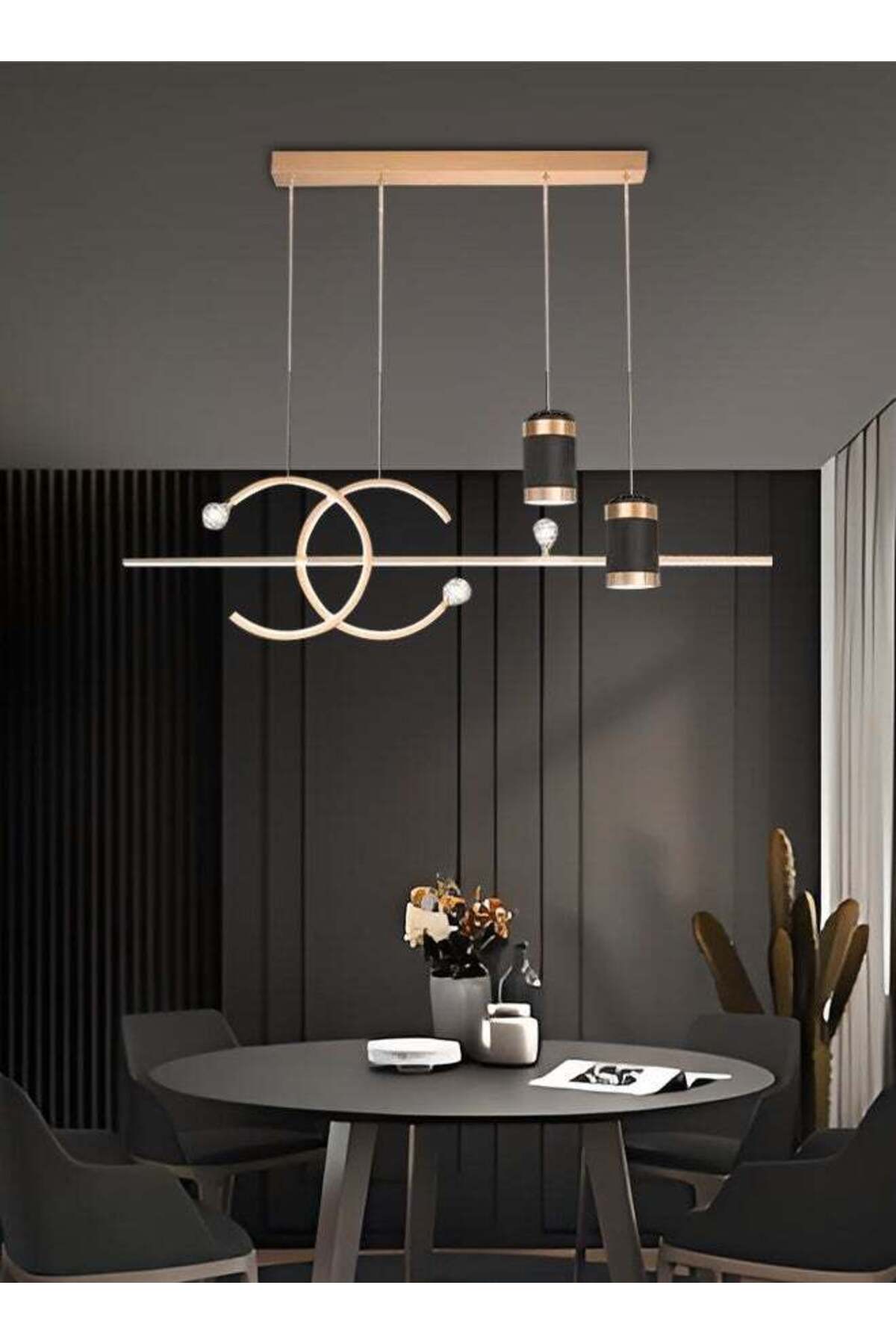 ثريا مطعم عصرية بسيطة - شريط LED طويل من نورديك، ذ...