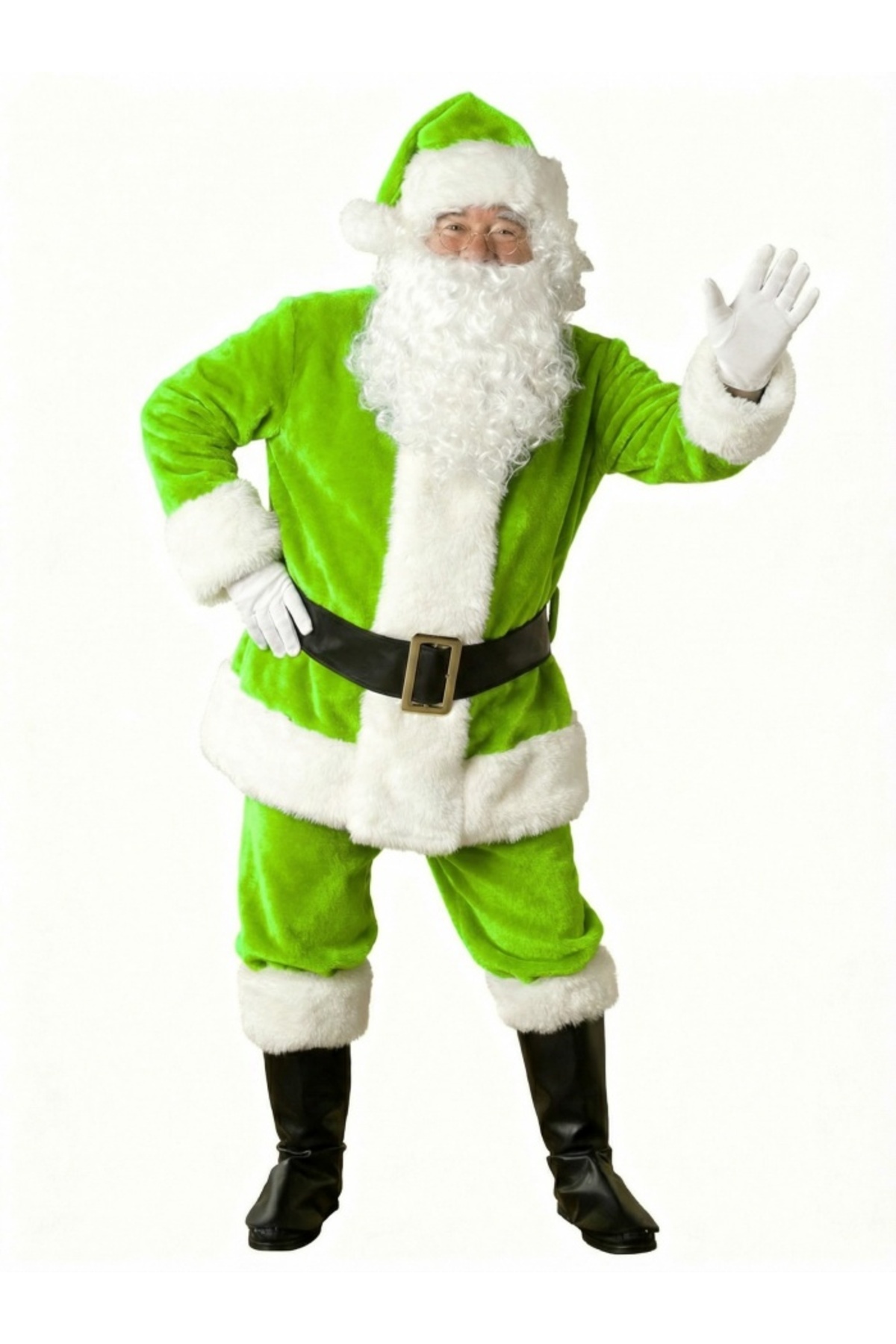Kostüm Sarayı Açık Yeşil Noel Baba Kostümü Yetişkin
