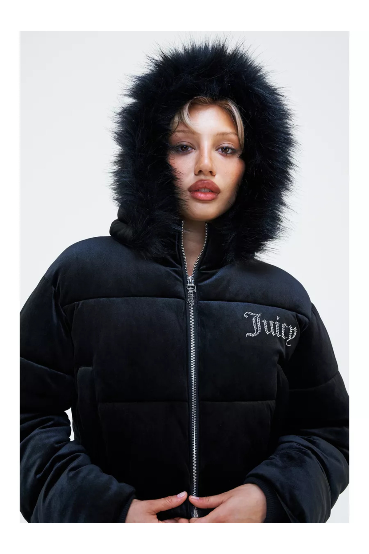 BALİNA  Siyah Juicy Taş Baskılı Şişme Bomber Crop Mont - Görsel 7