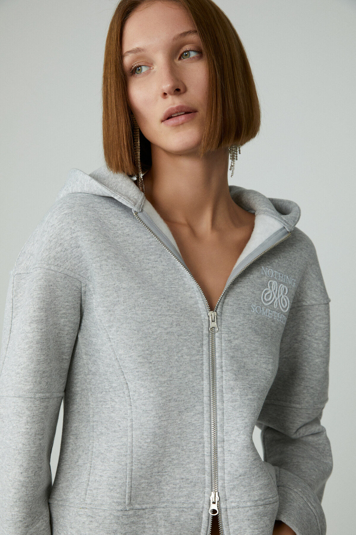 ETHIQUET  ROBINA Kadın Şardonlu Kapüşonlu Nakış Detaylı Grimelanj Sweatshirt - Görsel 5