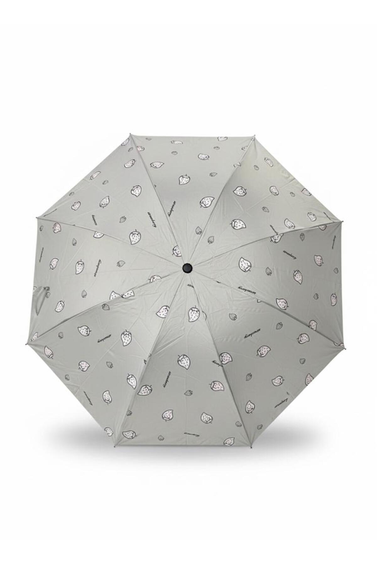 Libra Sevimli Çilek Baskılı Kompakt Şemsiye - Çantanıza Sığan