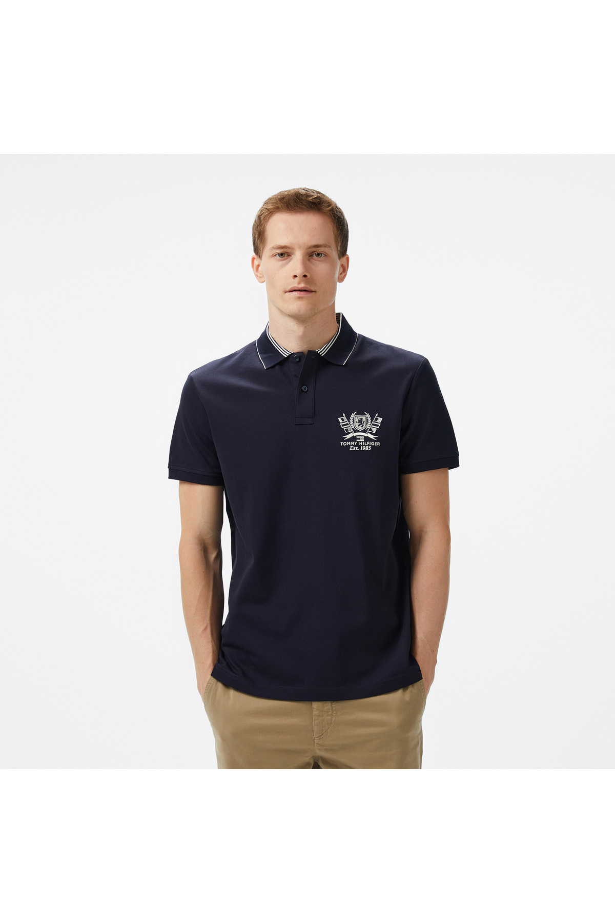 تامی هیلفیگر تی‌شرت یقه پولو سرمه‌ای مردانه Icon Regular