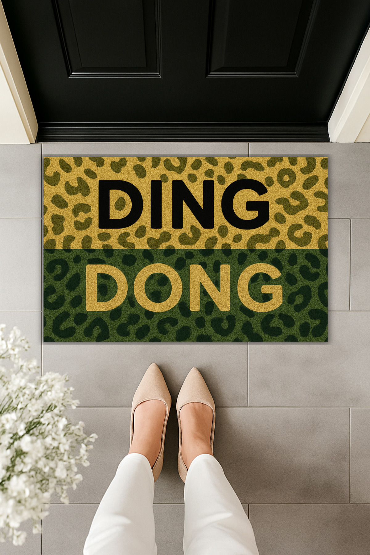 Modern Digital Printing Multicolor ding DONG Door Mat 70x45cm
