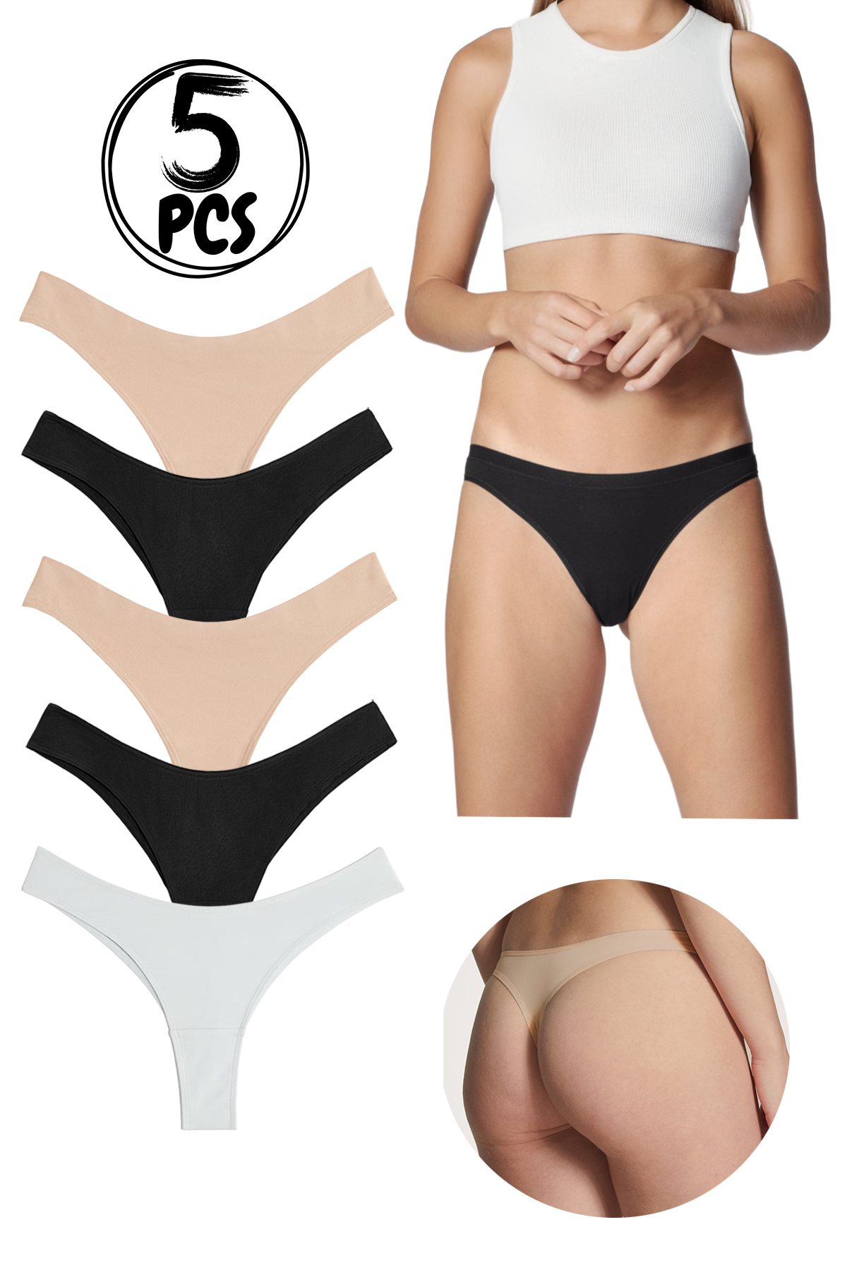 Yohannes Club Žene, pamučne osnovne tanga gaćice, specijalno pakovanje od 5 k...