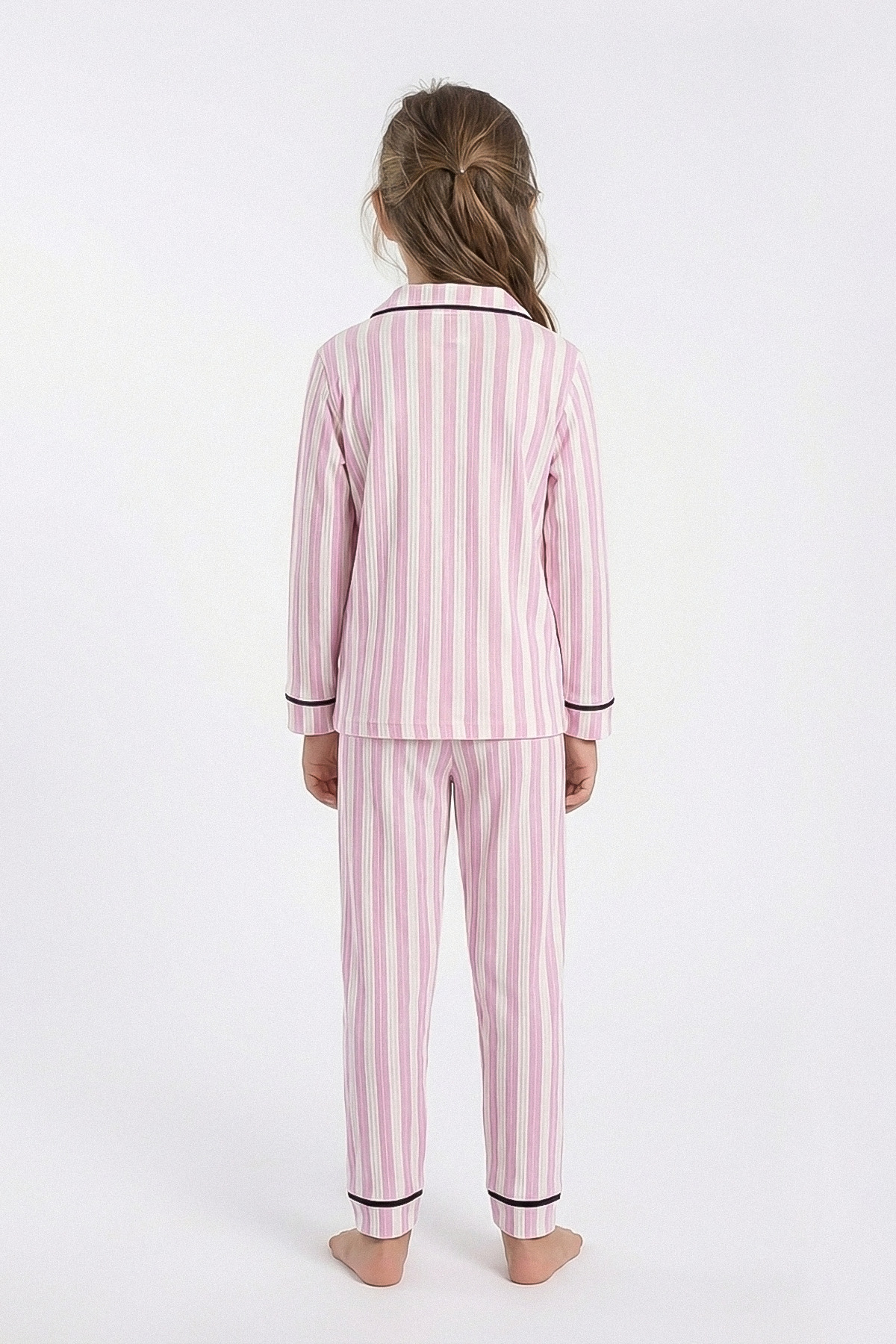kinderos Çizgili Düğmeli Çocuk Pijama Takımı - 26K 4021 fotoğrafı 4 (önizleme)