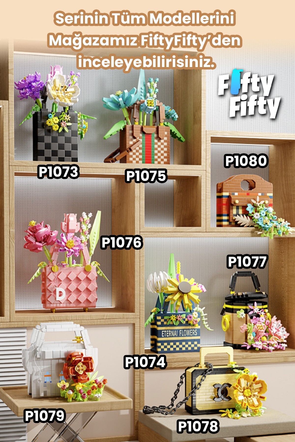 پانلوس بوتیک سری کیف چهارخانه قهوه‌ای، مجموعه ساختنی اسباب‌بازی ۶۸۸ قطعه‌ای شکل ۶۸۸ – Ffp1075