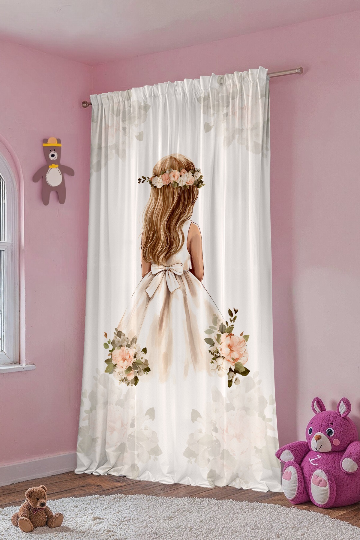 Evpanya Sade Sarı Saçlı Prenses Desenli Çocuk Bebek Odası Fon Perde (Tek Kanat Fiyatlandırma) fotoğrafı 4 (önizleme)