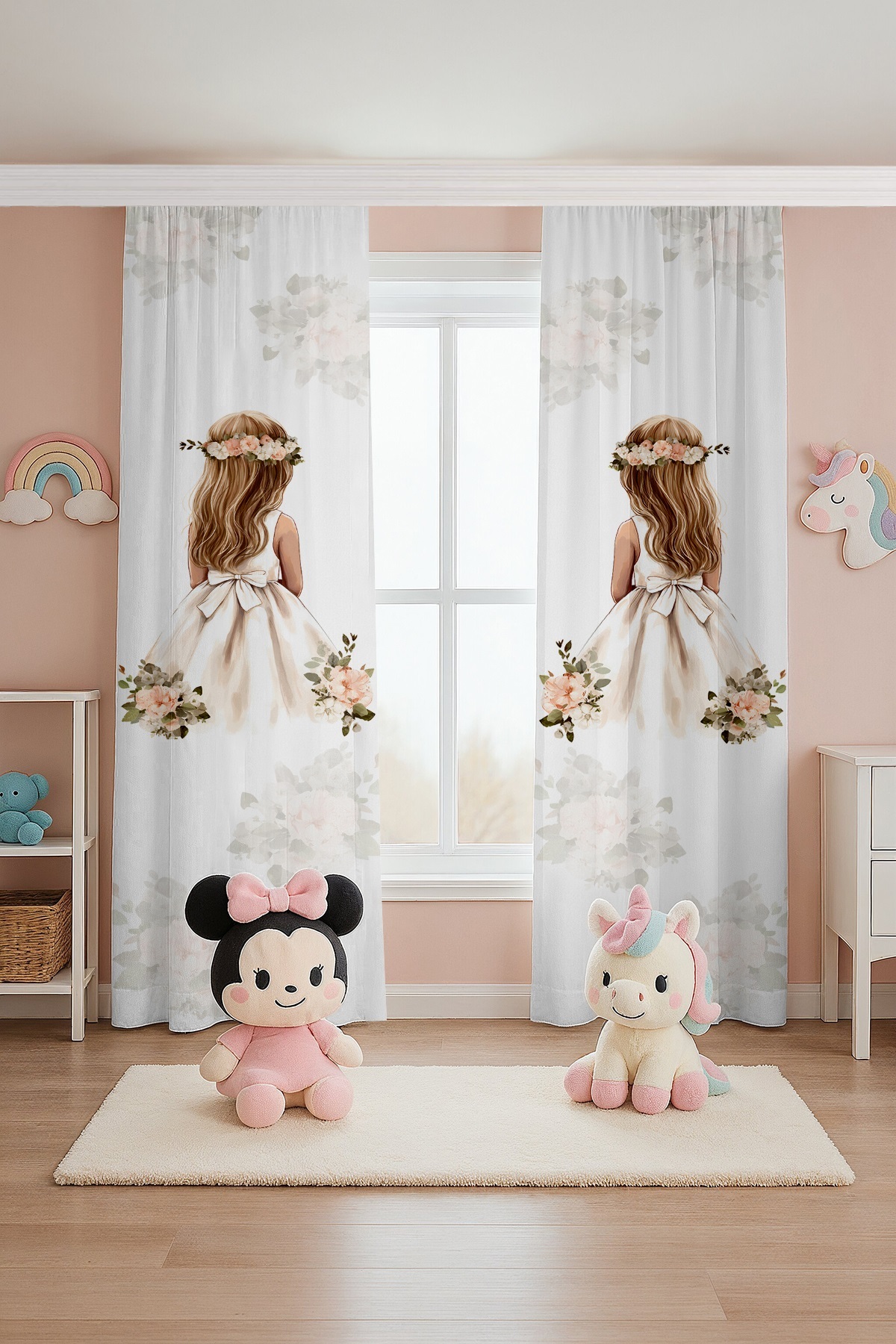 Evpanya Sade Sarı Saçlı Prenses Desenli Çocuk Bebek Odası Fon Perde (Tek Kanat Fiyatlandırma) fotoğrafı 2 (önizleme)