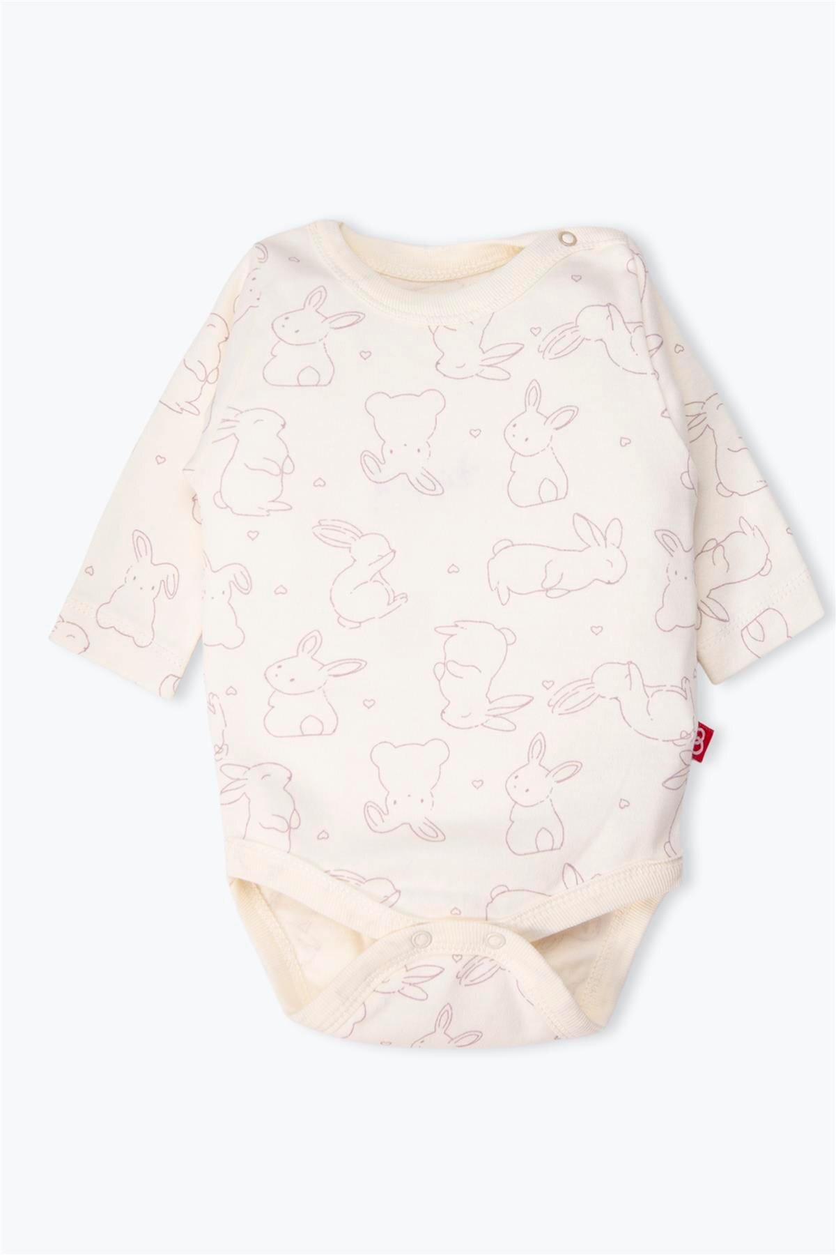 Bebetto Uzun Kollu Body 3lü (cute Bunny) Mor fotoğrafı 4 (önizleme)