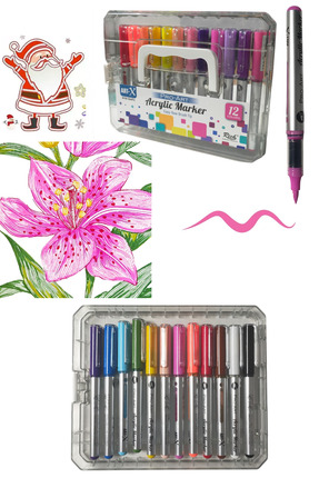 GLANCE Art-x Pro Art Fırça Uçlu Akrilik Marker 12 Li Set