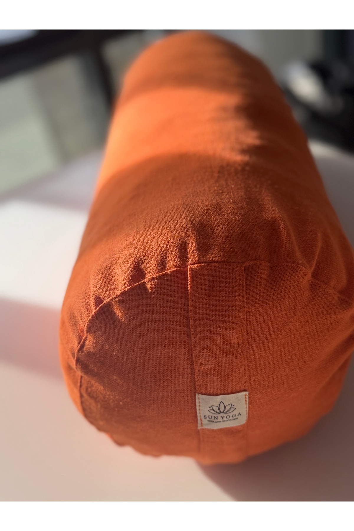 SUNYOGA Zafu Silindir Uzun Yoga Meditasyon Minderi Bolster turuncu Renk Pamuk Keten Kumaş Organik