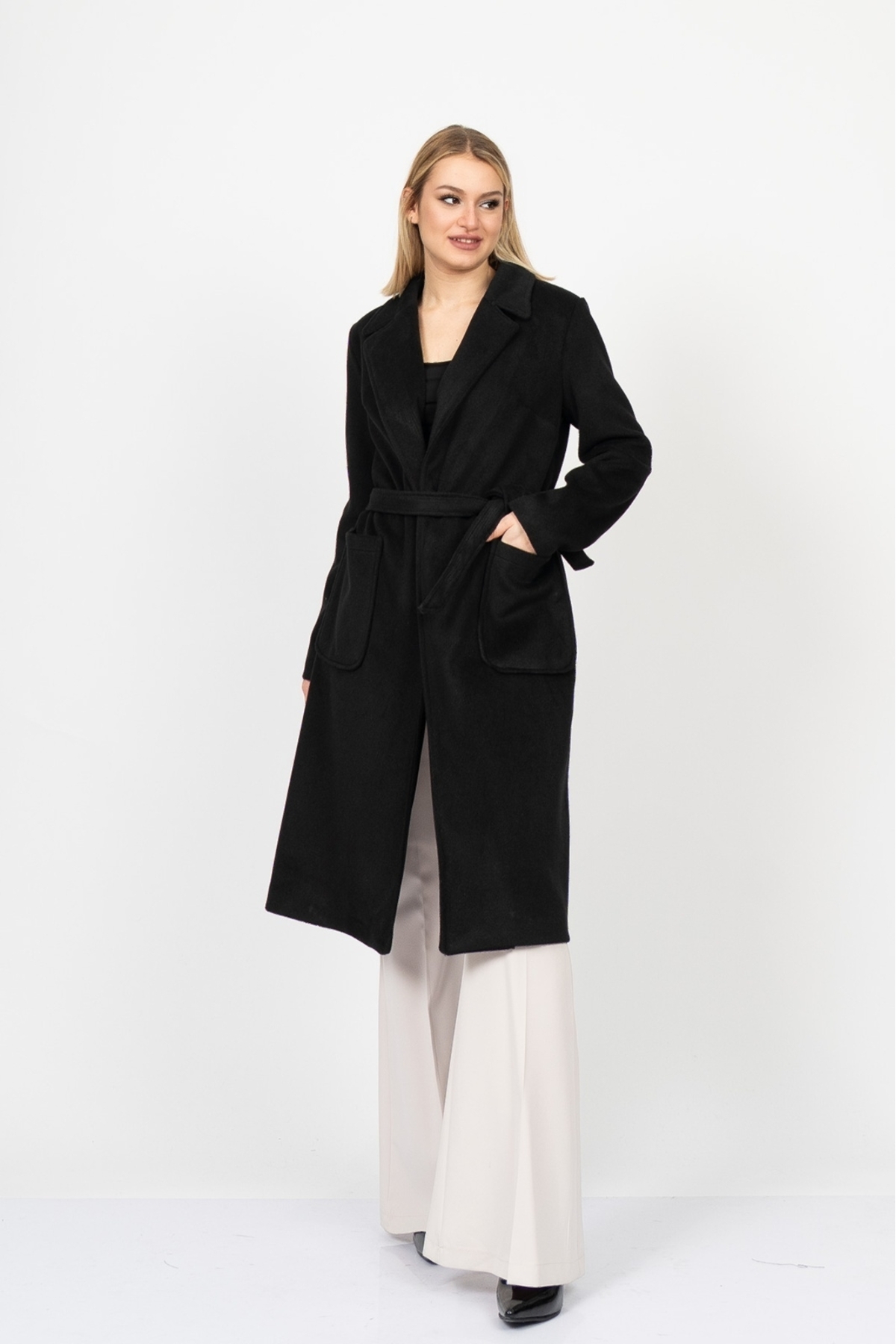 MissVina  CozyLuxe Belted Long Wool Coat – 2627