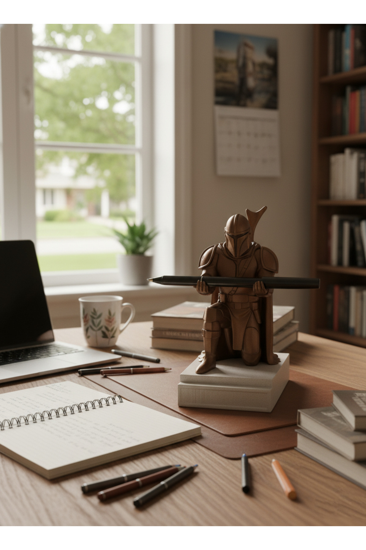 Bronz Zırhlı Savaşçı Kalem Tutucu Biblo – Şık ve Fonksiyonel Masaüstü Düzenleyici - Görsel 1