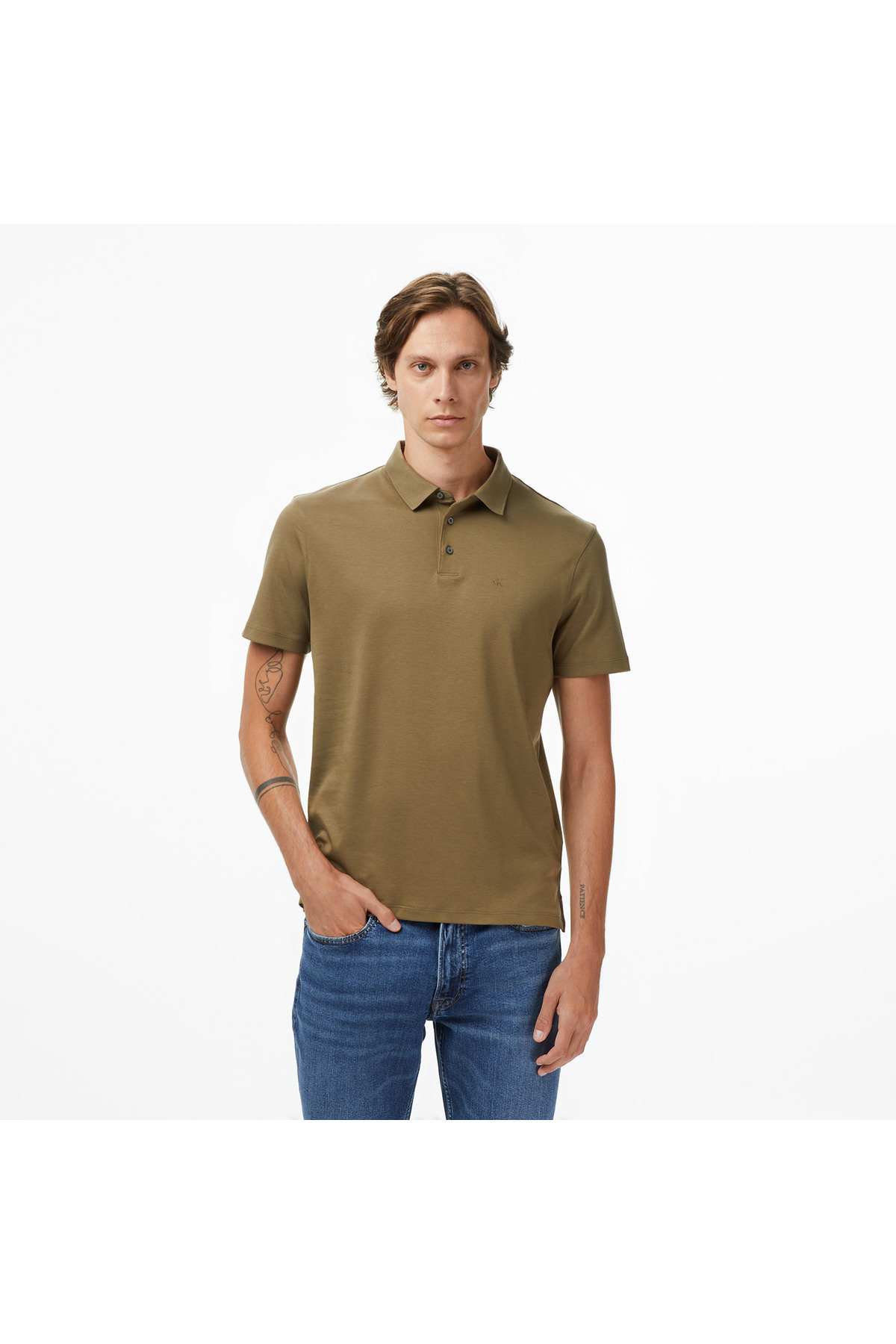 کلوین کلاین پولو خاکی مردانه سوپیما مدل سینه‌ای