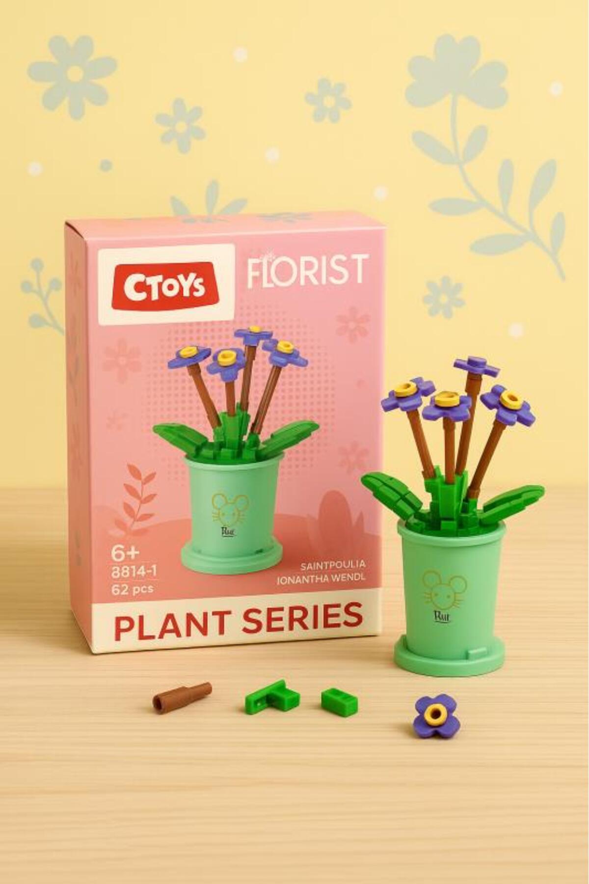 Ctoys Flower Blocks 8814-1 – ست مینی ساختنی سنتپائولیا ایونانتا وندل (۶۲ قطعه، سنین ۶ سال به بالا)