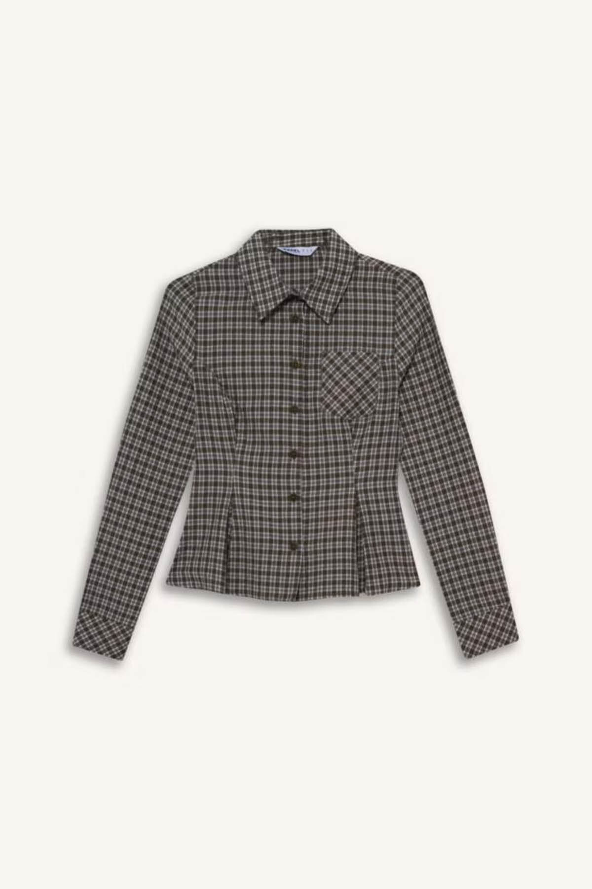 DeFacto Coool Fitted Kareli Poplin Uzun Kollu Gömlek G1046AX25AU