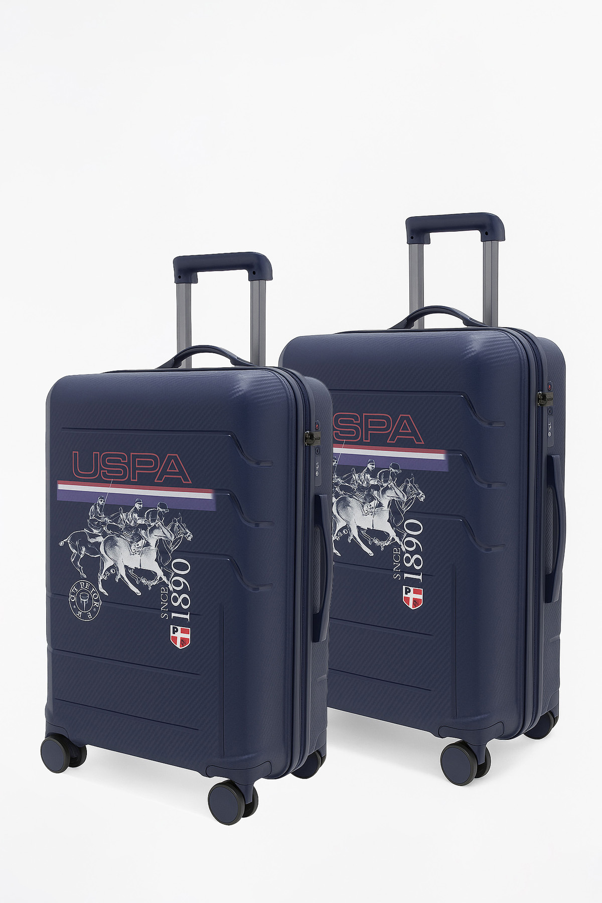 یو اس پولو ست چمدان دو تکه نشکن پلی‌پروپیلن، سایز بزرگ و متوسط، سرمه‌ای ۲۴۰۵۳