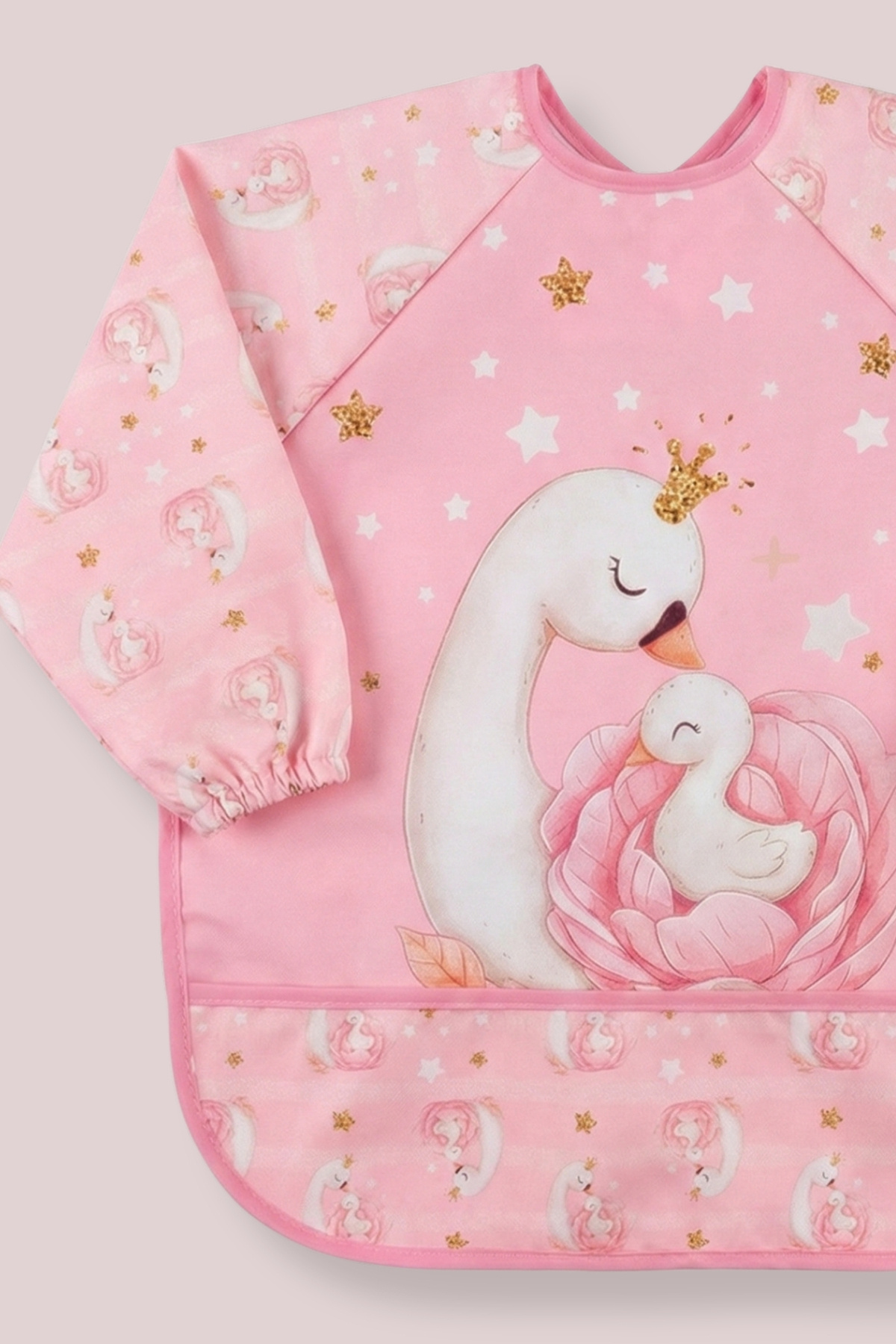 Bebechi Uzun Kollu Giyilebilir Kuğu Desen Sıvı Geçirmez Aktivite ve Mama Önlüğü Su Geçirmez Bebek Önlük fotoğrafı 2 (önizleme)