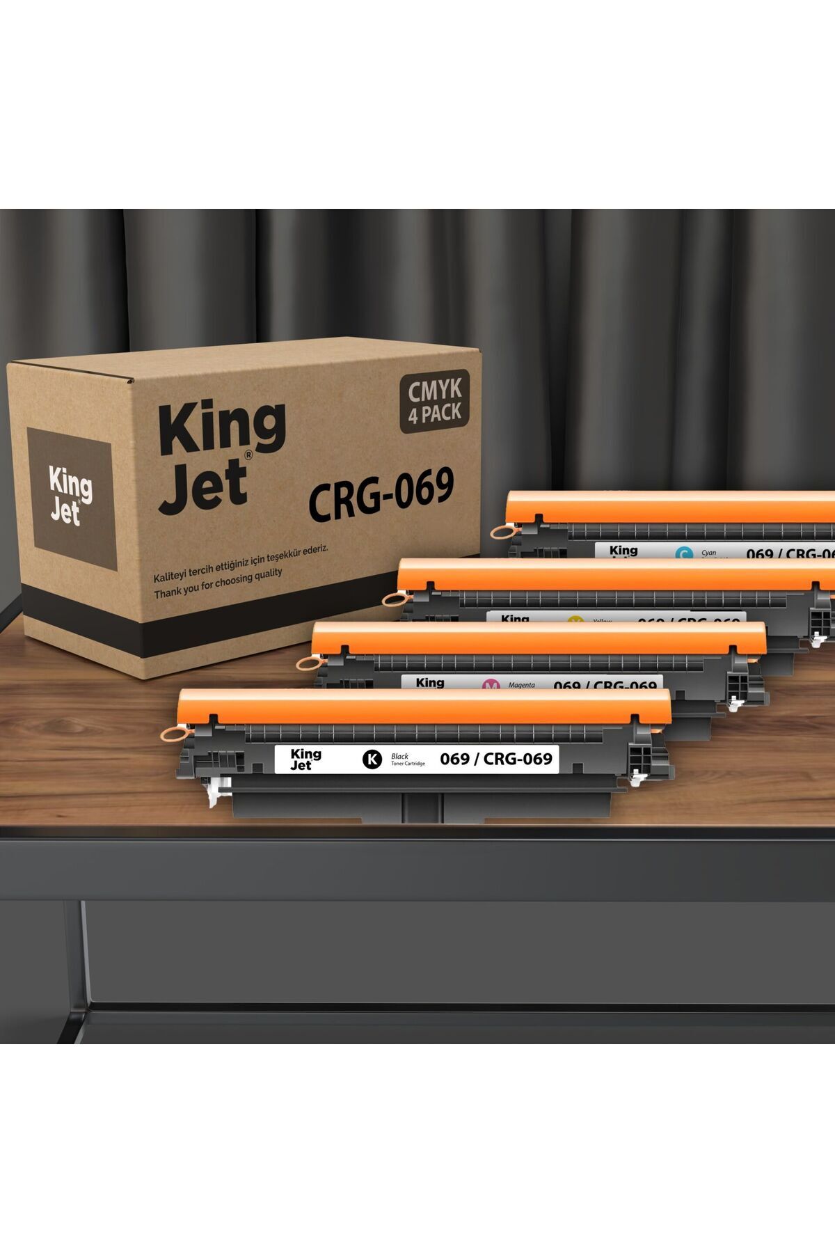 Canon Uyumlu MF754Cdw/MF752Cdw KingJET CRG-069 Çipli Muadil 4'lü Kartuş Seti