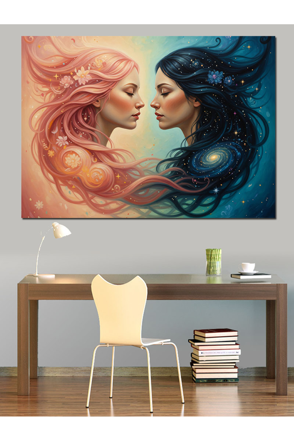 İkizler Burcu Yüksek kaliteli yağlı boya dokulu Kanvas Canvas Tablo kanvas tablo canvas tablo duva