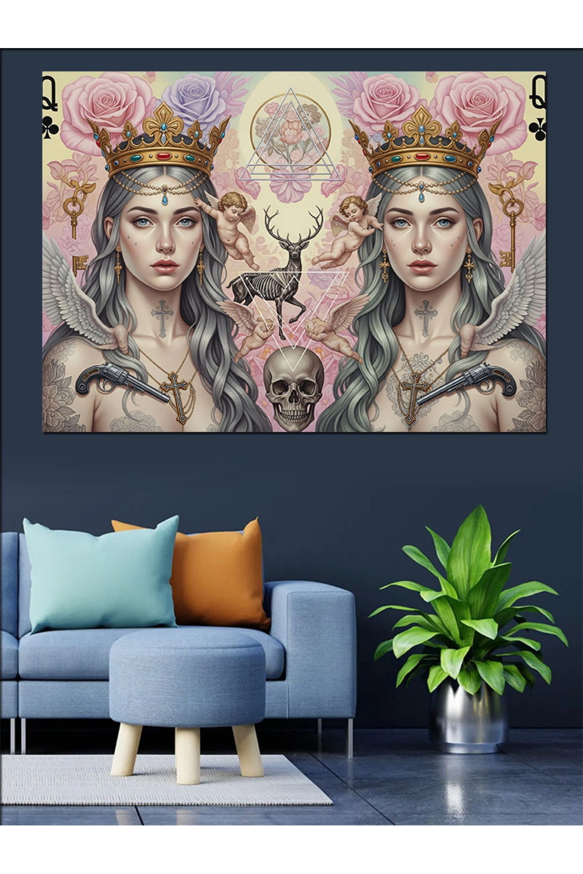 Altın Tacı Olan Yüksek kaliteli yağlı boya dokulu Kanvas Canvas Tablo kanvas tablo canvas tablo duv