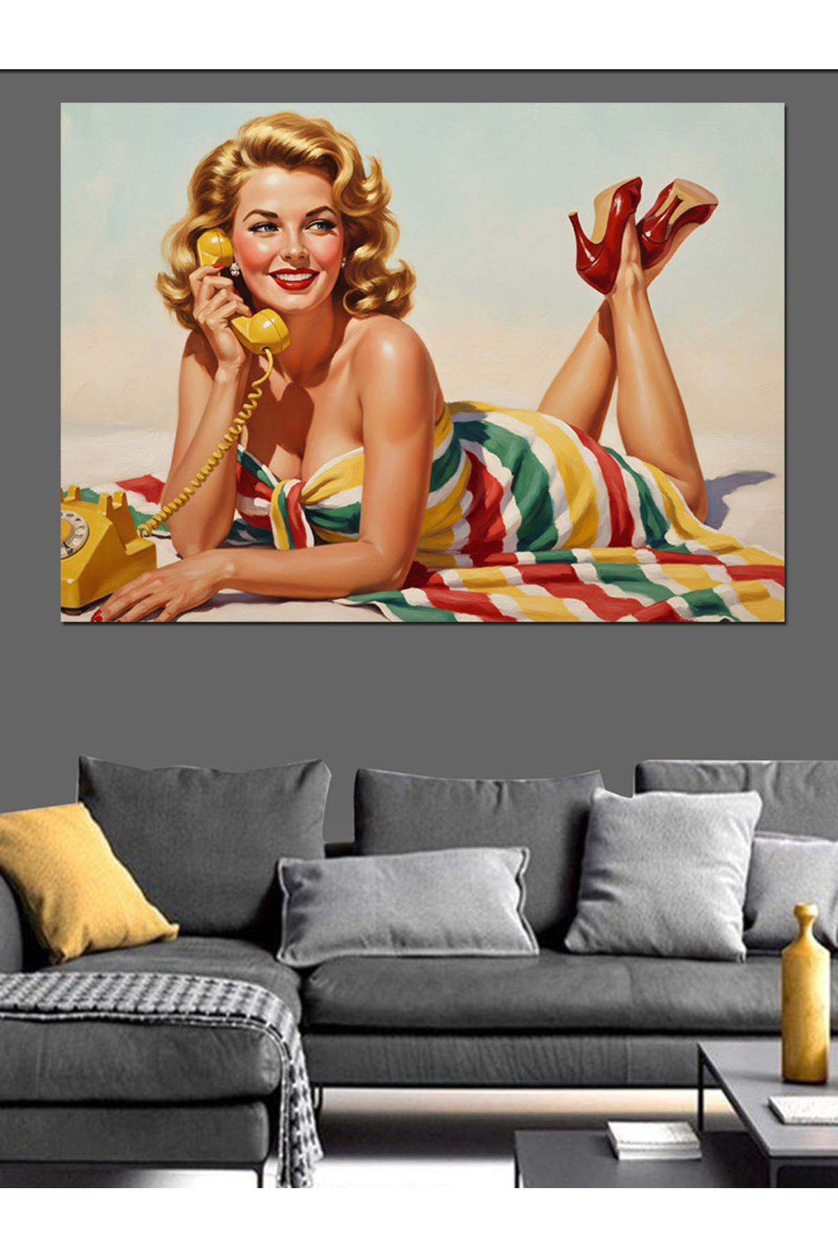 Seksi Pin-Up Kızı Yüksek kaliteli yağlı boya dokulu Kanvas Canvas Tablo kanvas tablo canvas tablo d