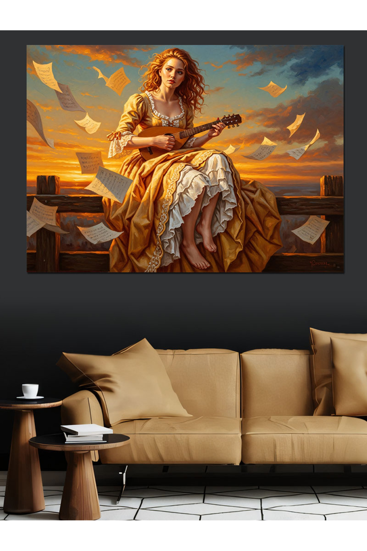 Mandolin Müzik Yüksek kaliteli yağlı boya dokulu Kanvas Canvas Tablo kanvas tablo canvas tablo duva
