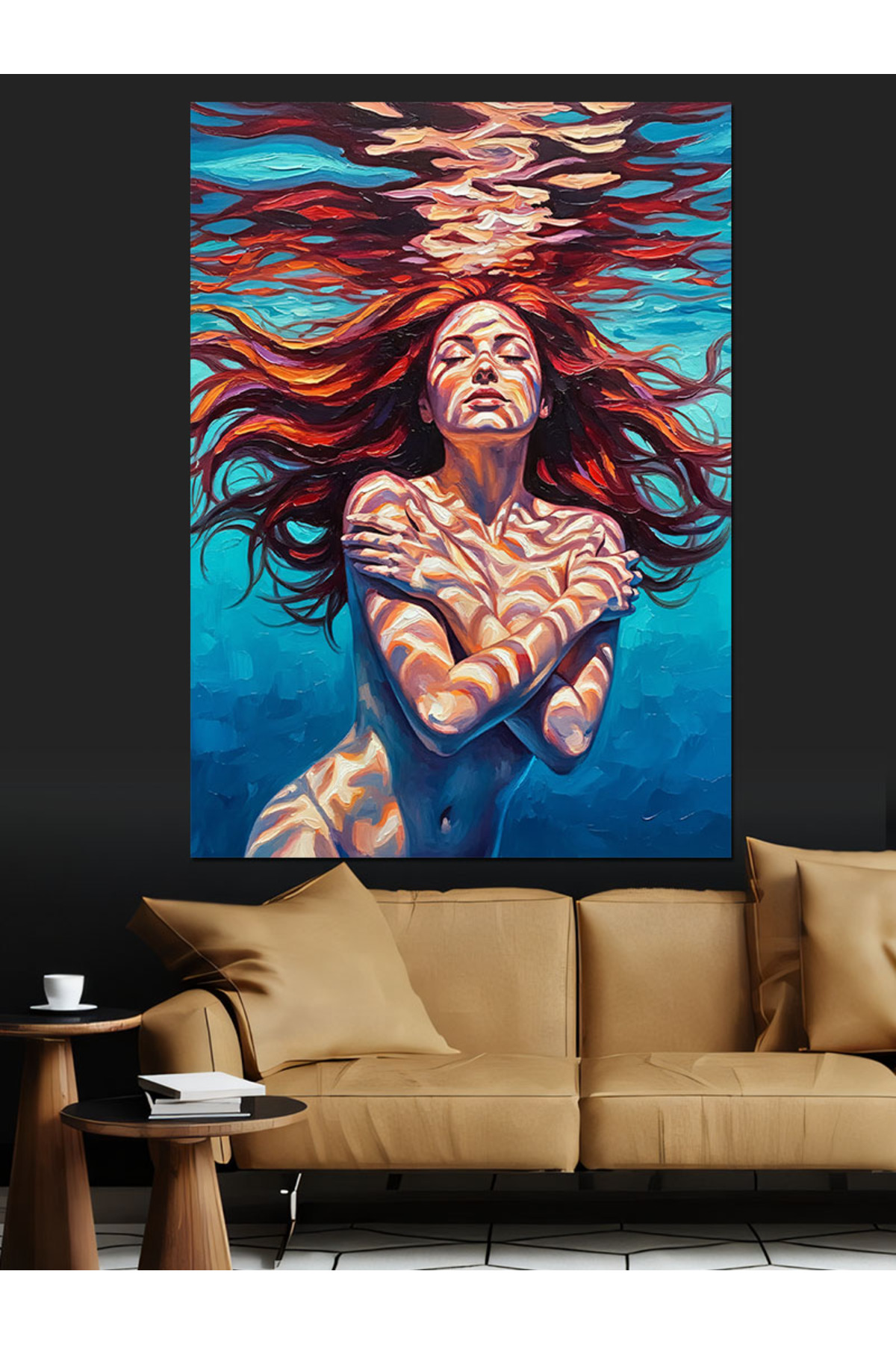 Kırmızı Saçlı Kalp Yüksek kaliteli yağlı boya dokulu Kanvas Canvas Tablo kanvas tablo canvas tablo