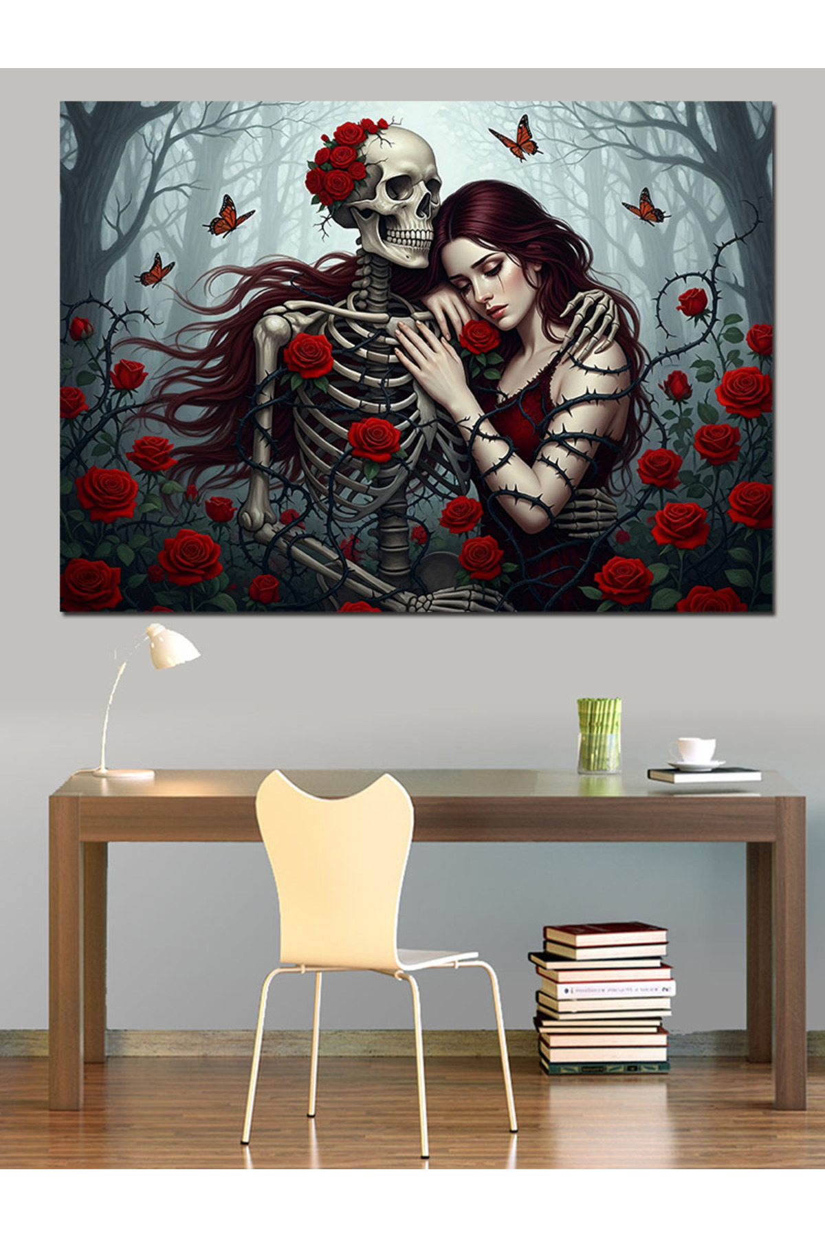 İskelet Sevgili Yüksek kaliteli yağlı boya dokulu Kanvas Canvas Tablo kanvas tablo canvas tablo duv