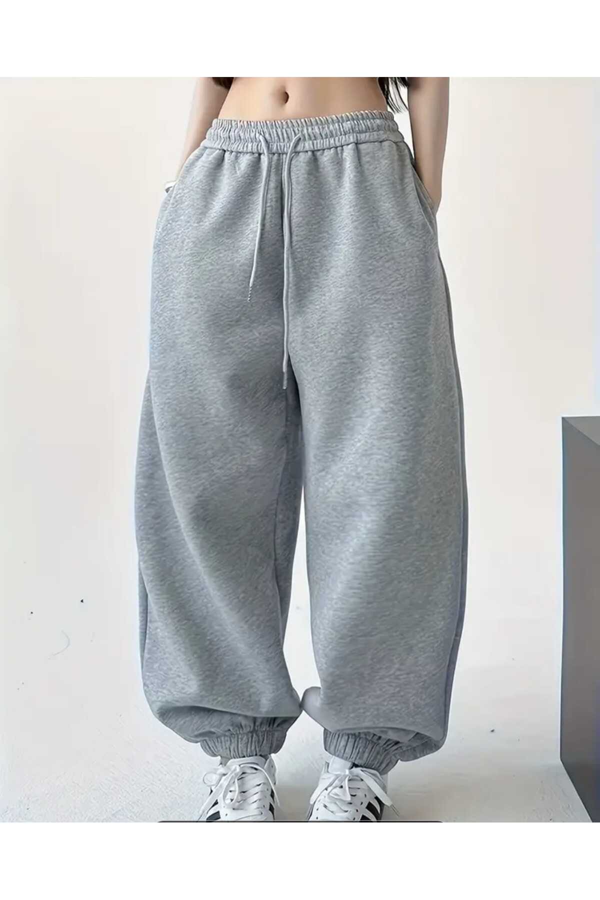 SERYY MODA  Kadın KIŞLIK Şardonlu Paça Lastikli Kaliteli Bol Eşofman Altı - Görsel 2