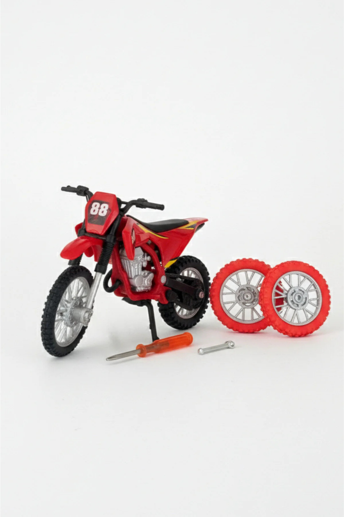 craftivio Model Cross Kırmızı Motorsiklet Sök Tak Tekerlekli 1:18