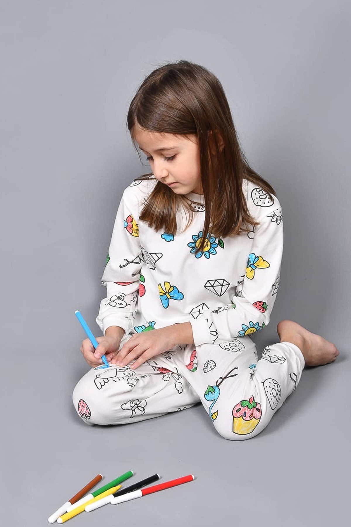 kinderos Boyanabilir Uzun Kollu Kız Çocuk Pijama Takımı - 26K 3090 fotoğrafı 2 (önizleme)