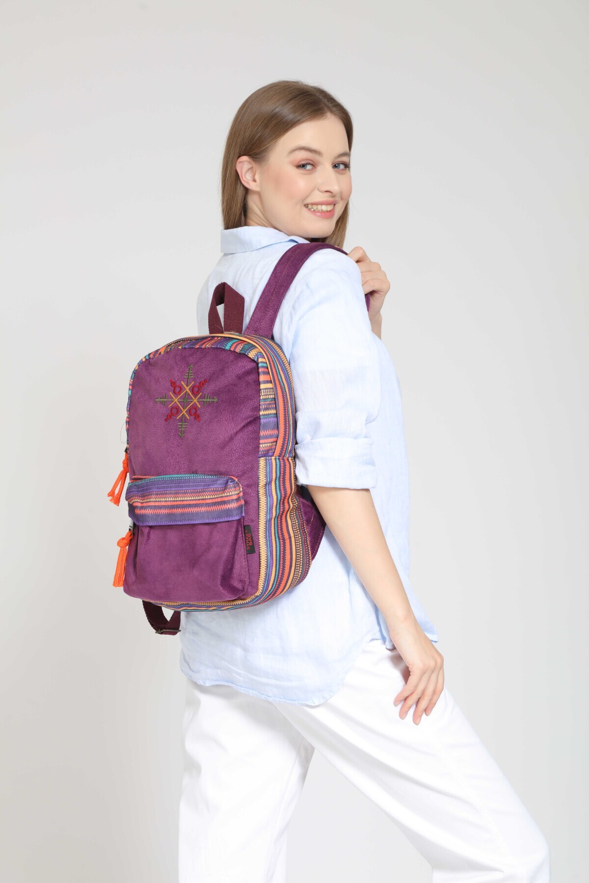 Nubian Ethnic Authentic Bohemian Embroidered Pattern Backpack Daily Travel Use