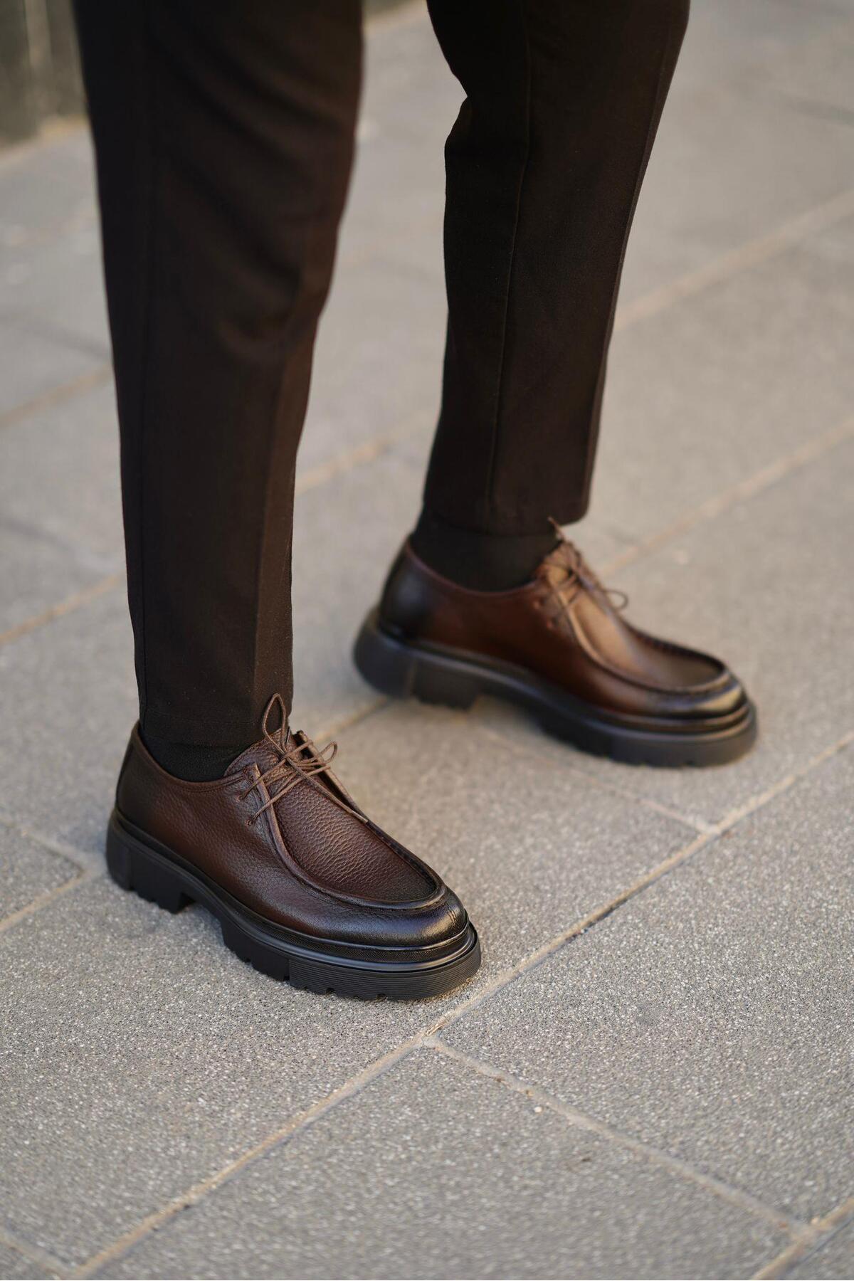 Ahmed Hamdi Bey  Mateo Kahverengi Erkek Deri Ayakkabı - Görsel 5