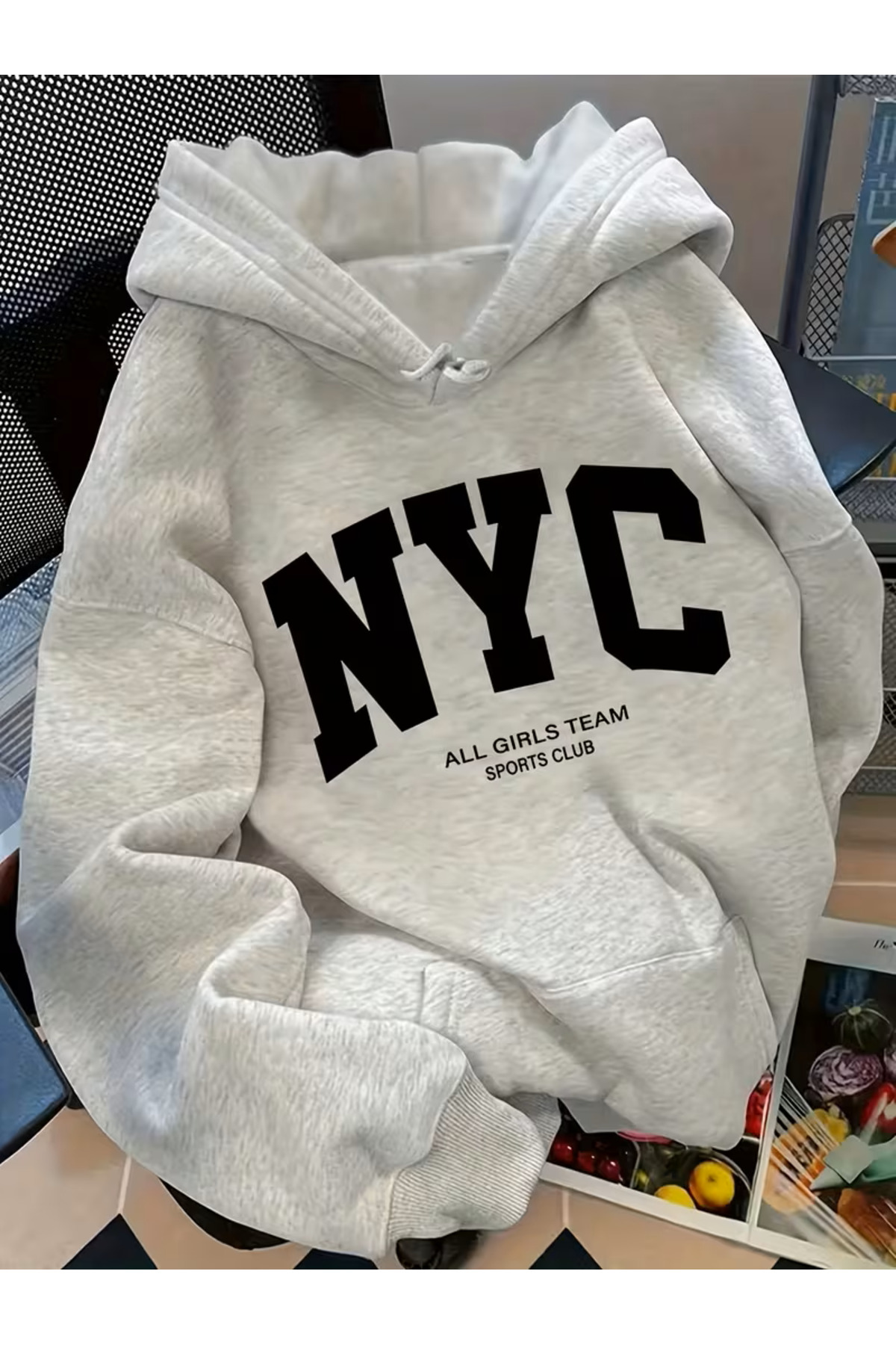 Marco Fresco  Unisex Baskılı Kapüşonlu Pamuklu Sweatshirt Hoodie