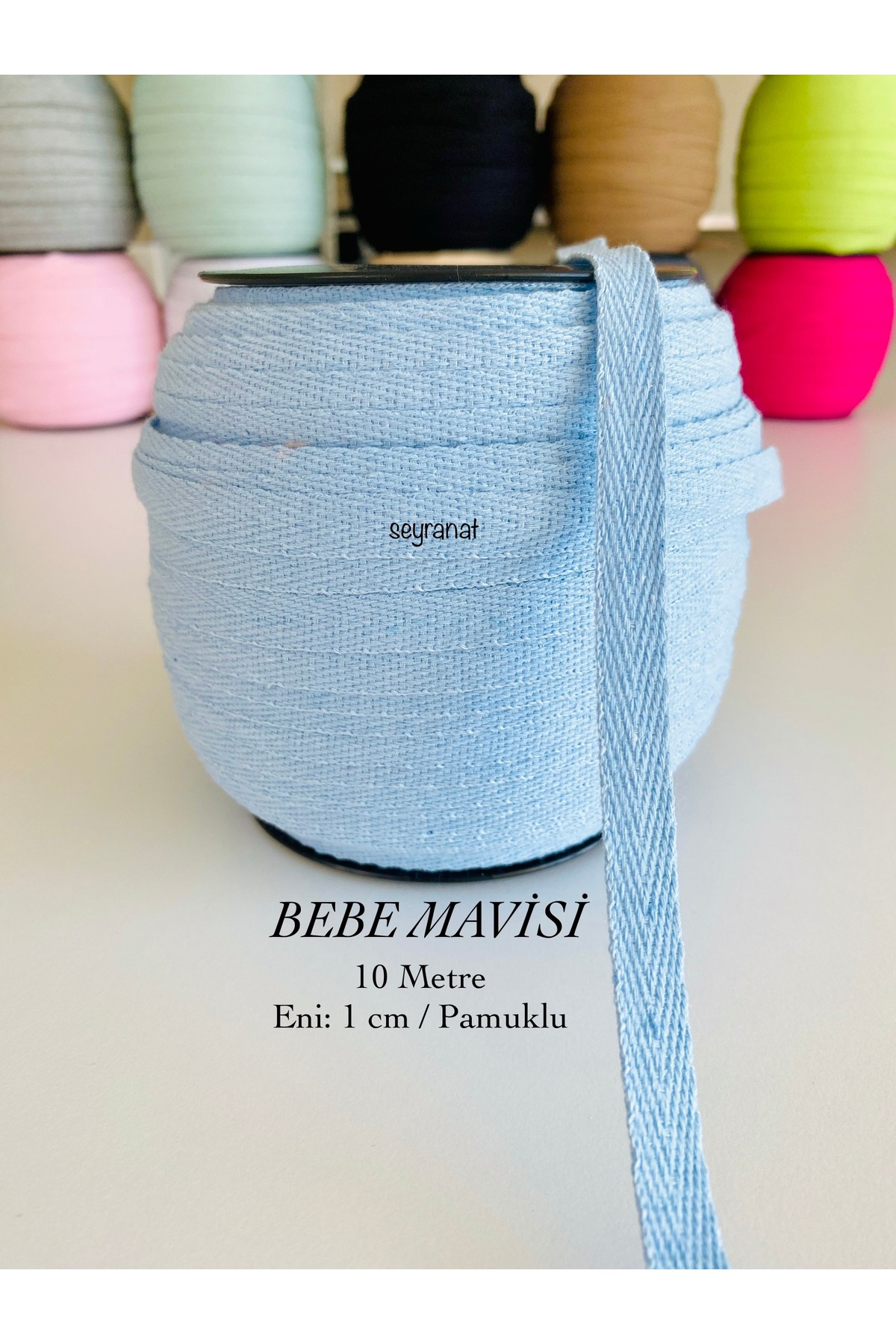 10 Meter Width 1 Cm Baby Blue Color Cotton Narrow Weave-Herringbone Piping-Ribbon- Extrafor -Seam Sealer