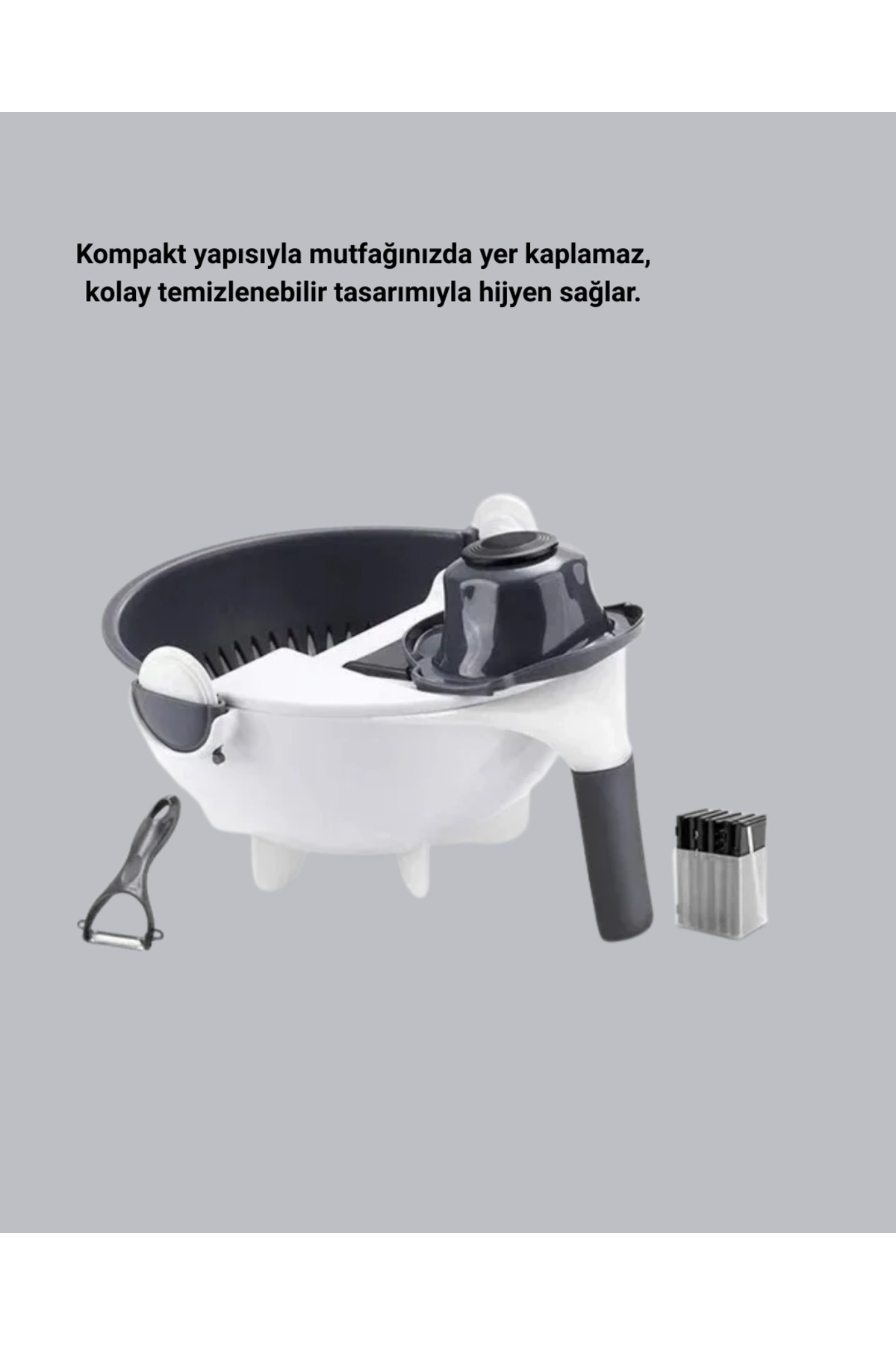 Eco Lounge Döner Mekanizmalı 5’i 1 Arada Süzgeçli Rende Sebze Meyve Doğrama Cihazı fotoğrafı 4 (önizleme)