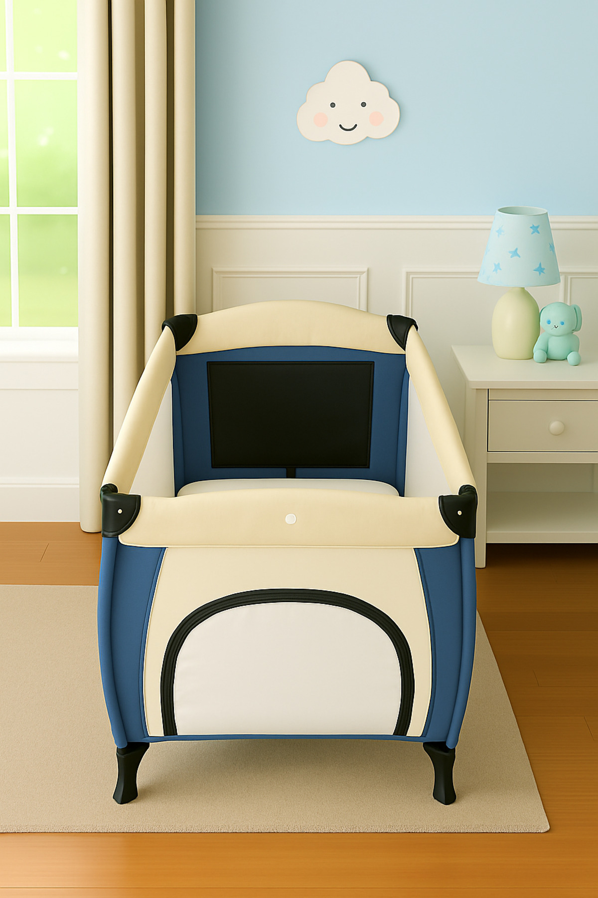 MODELHOME Krem Renkli %100 Pamuklu Soft Penye Kumaş Lastikli Bebek Yatağı Çarşafı (Tüm Park Yataklara Uyumlu) fotoğrafı 3 (önizleme)