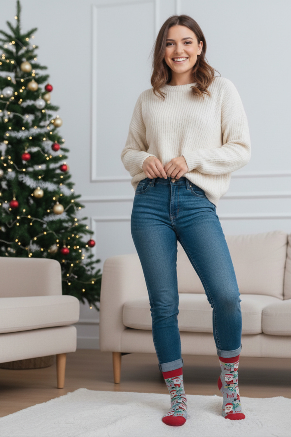2'li Paket Yılbaşı Hediyesi Yeniyıl Kadın Erkek Unisex Renkli Yılbaşı Çorapları — görsel 3