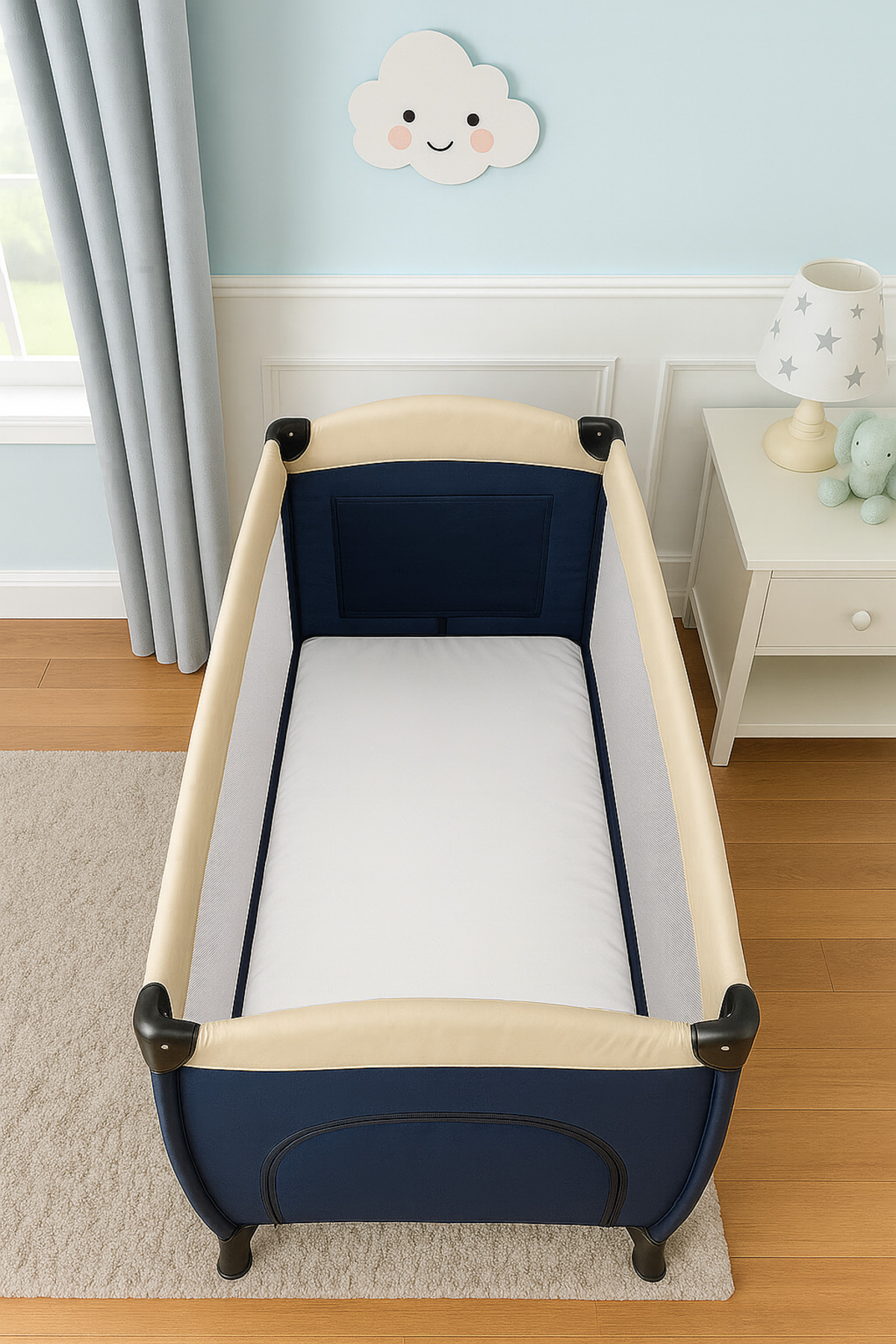 MODELHOME Beyaz Renkli %100 Pamuklu Soft Penye Kumaş Lastikli Bebek Yatağı Çarşafı (Tüm Park Yataklara Uyumlu) fotoğrafı 2 (önizleme)