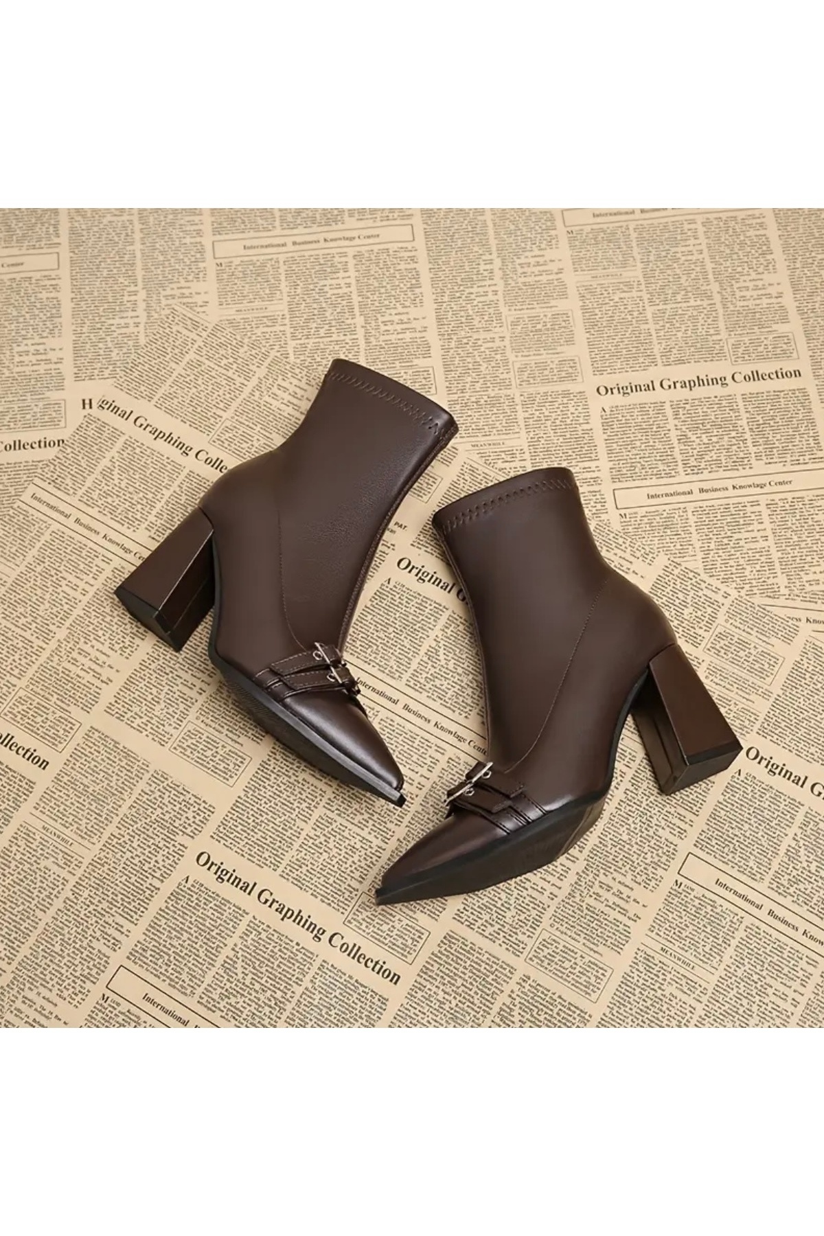 softoria shoes kadın streç tokalı topuklu bot2030 görsel 4