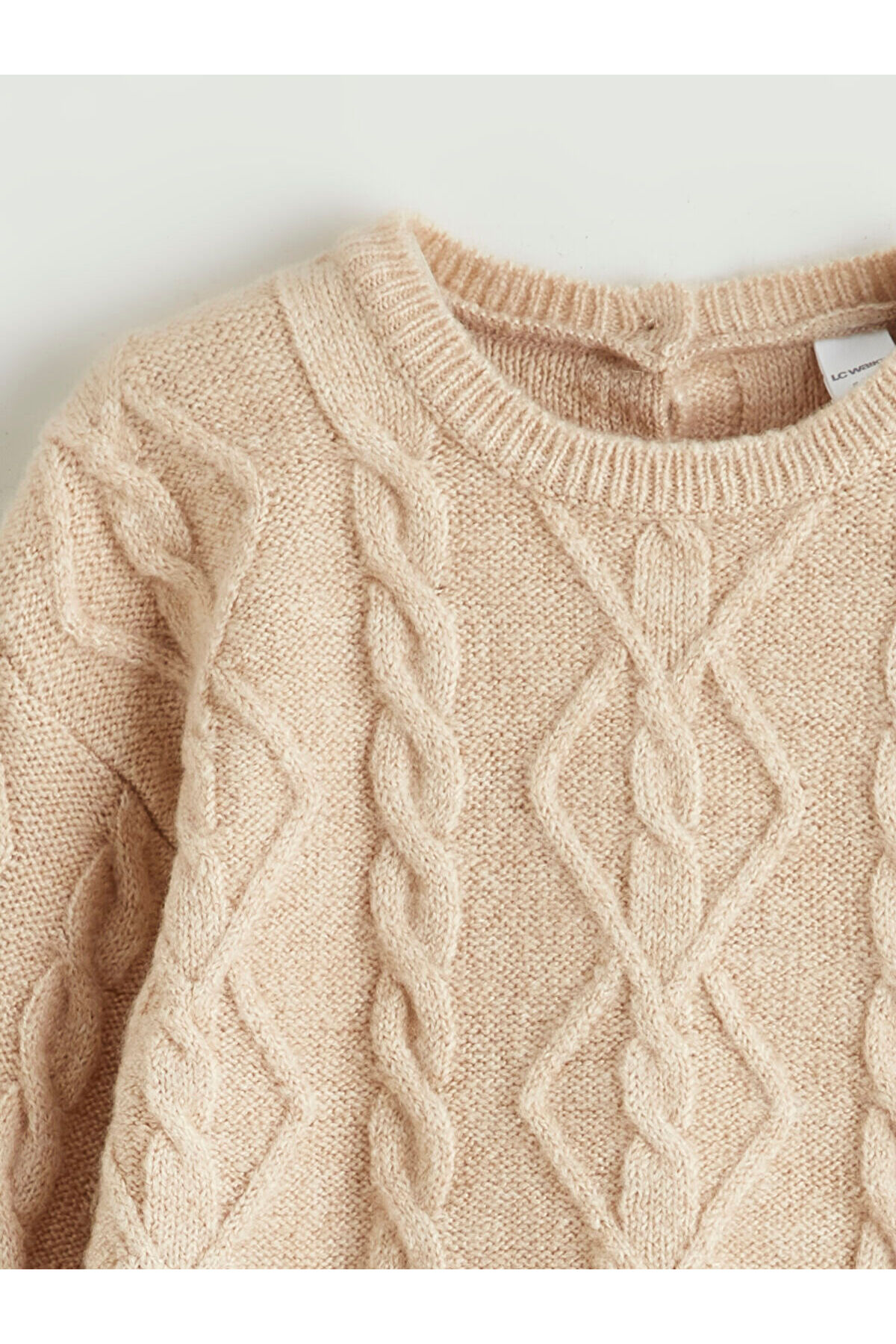 LC Waikiki M&B Collection Bej Bisiklet Yaka Kız Çocuk Kazak fotoğrafı 3 (önizleme)