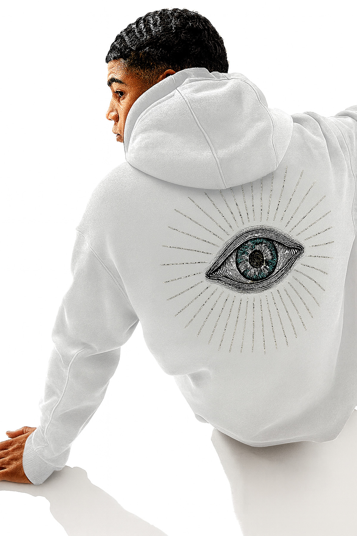 classy moda “3 Thread K Hooded Unisex Hoodie with Kangaroo Pocket and Light-Up Back Eye B Printed Comfortable Sweatshirt”