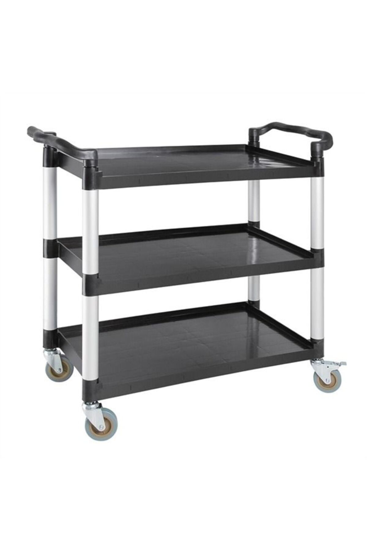 عربة تخزين وتقديم متنقلة بثلاث طبقات، بلاستيكية، 70×87 سم