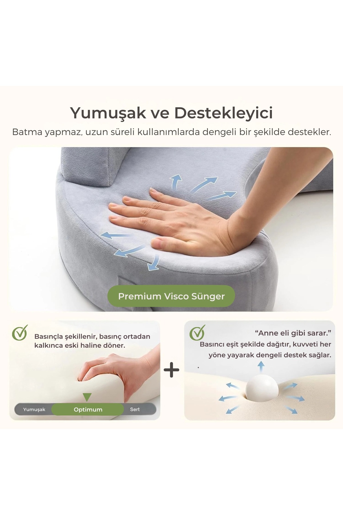 Mamiko Bebek Emzirme Yastığı, Anne-Bebek, Visco İç Dolgulu Ergonomik Yastık, Yenidoğan Emzirme Yastığı fotoğrafı 4 (önizleme)