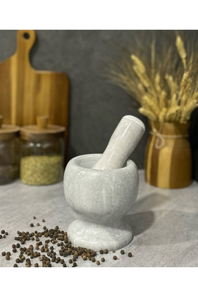 sahane & bazaar Doğal mermer havan beyaz renk