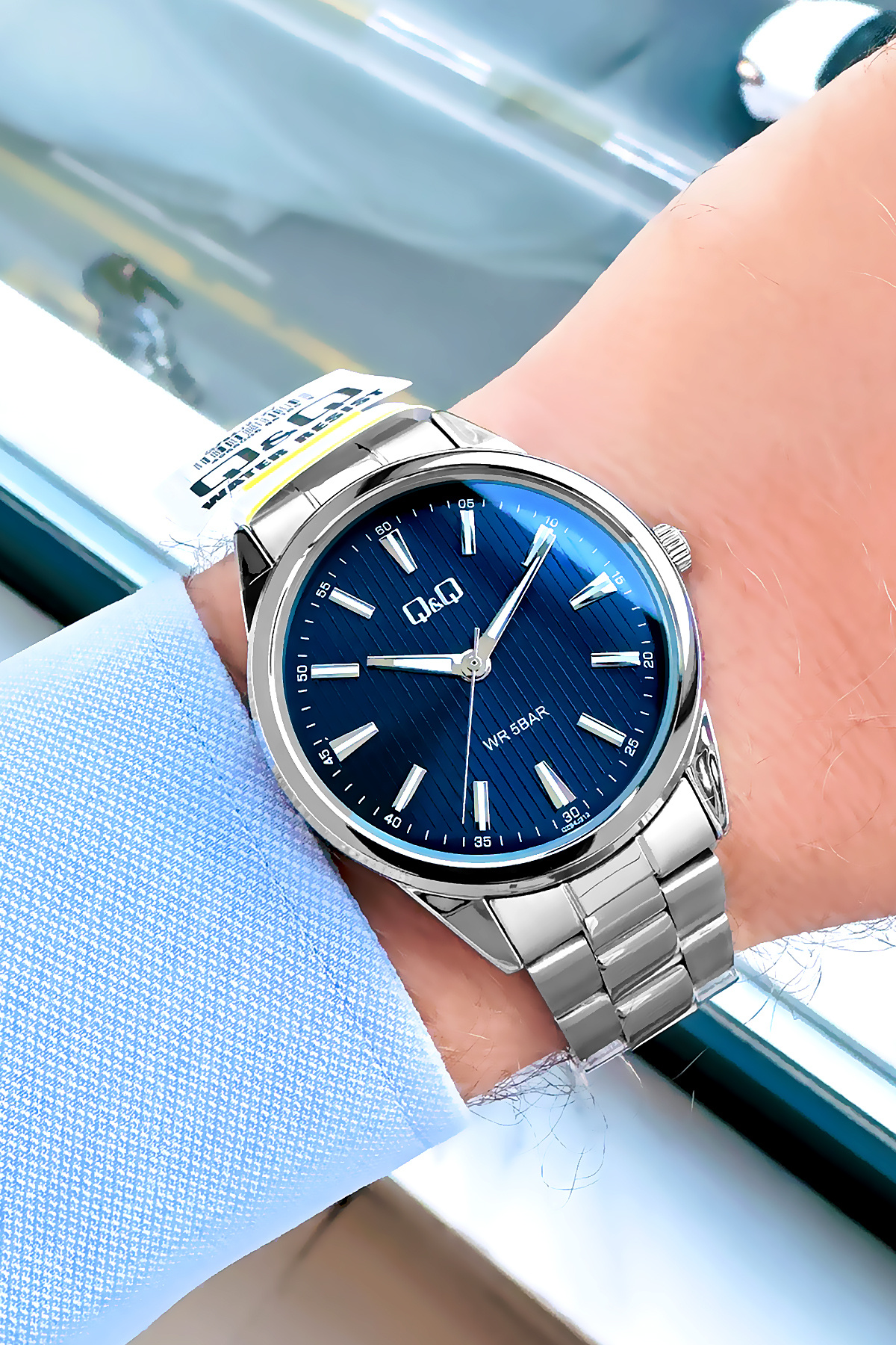 Q&Q  Orijinal Quartz Erkek Kol Saati Gümüş Renk Çelik Kordon 5 ATM Su Geçirmez - QQE2001C6 - Görsel 3